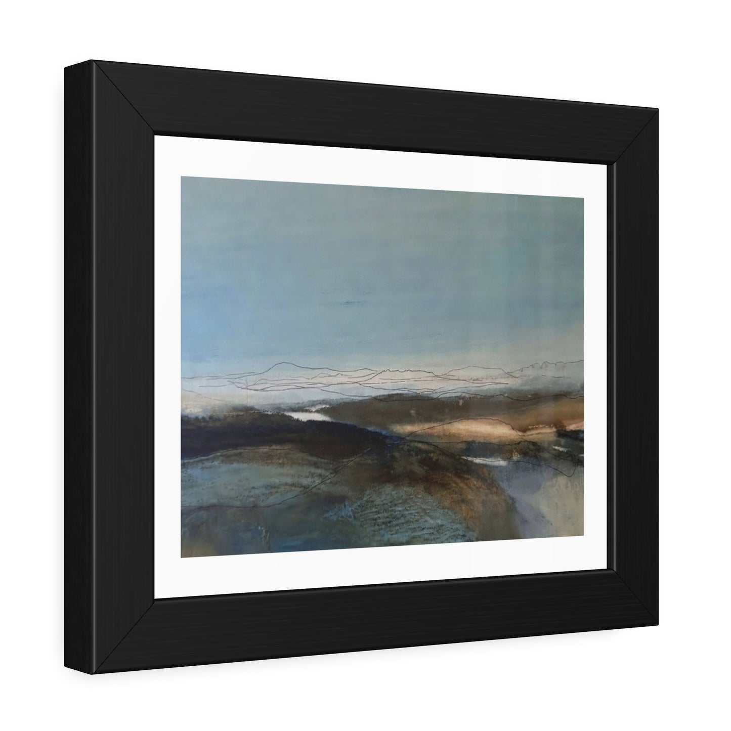 Framed Landscape Poster — Serene Blue Abstract Wall Art