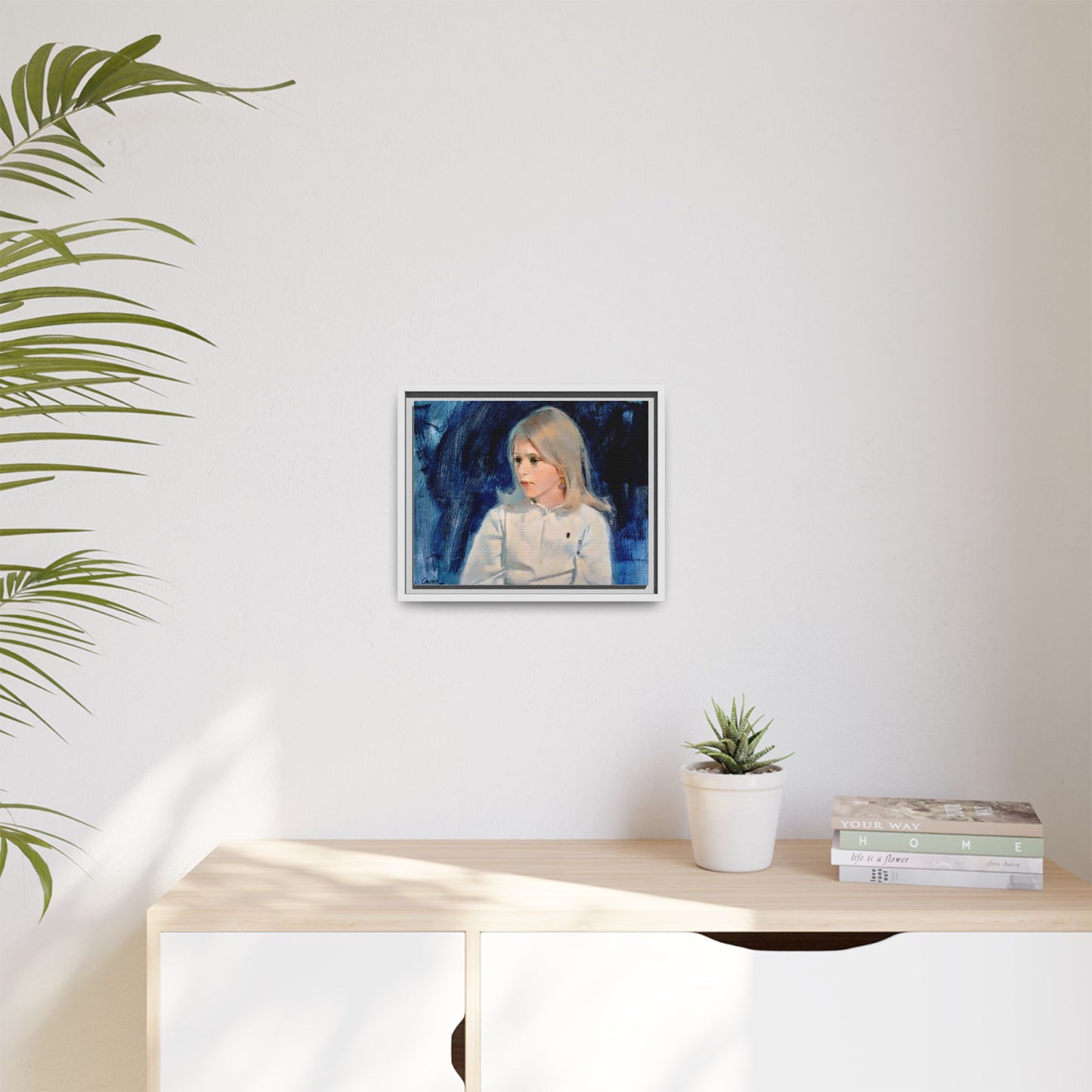 Painting of girl by Unknown Artist Framed Matte Canvas Classic Wall Art