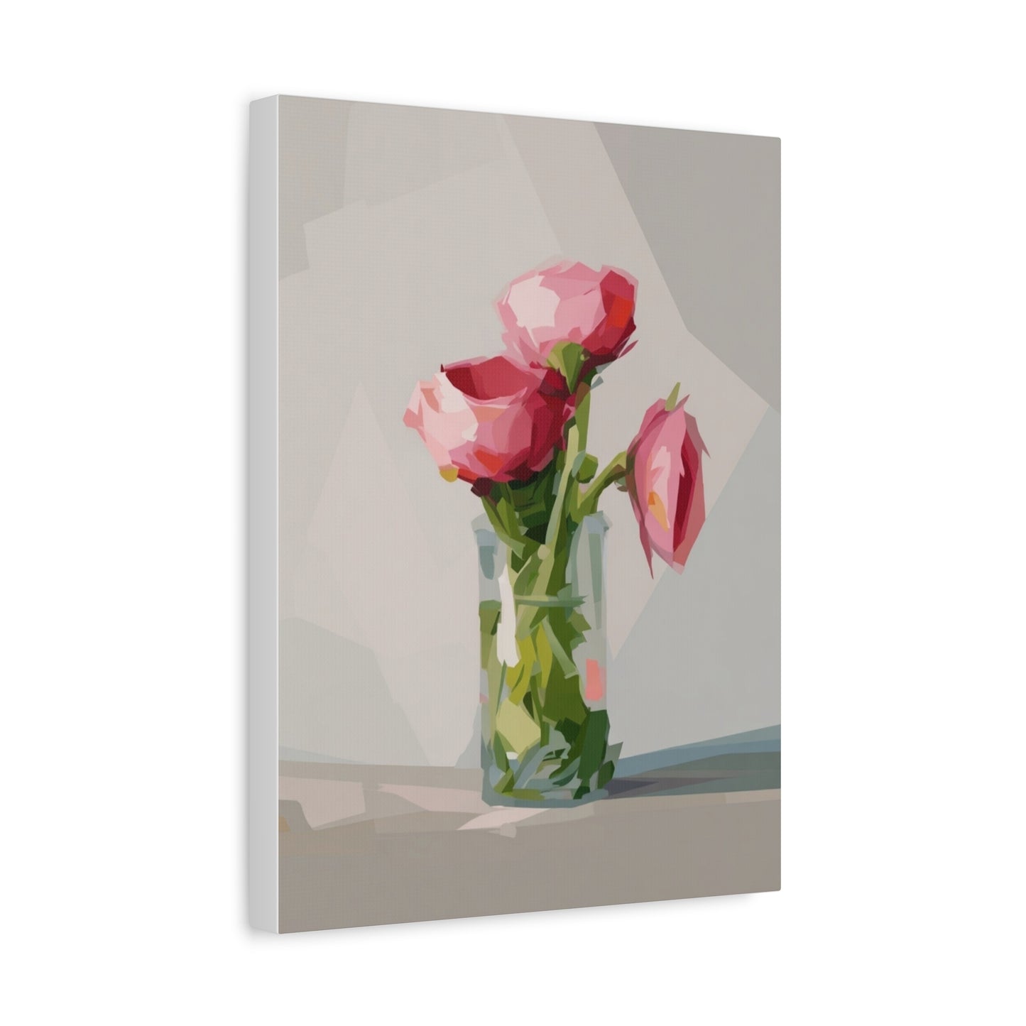Pink Floral Vase Canvas Print — Stretched Matte Wall Art