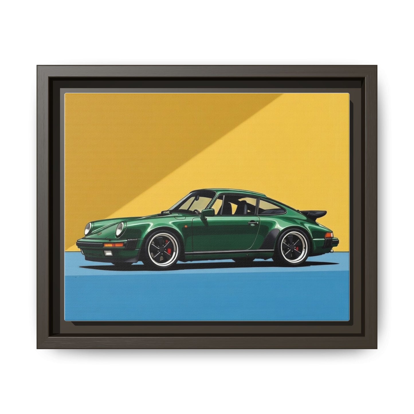 Framed Matte Canvas — Green Sports Car Wall Art