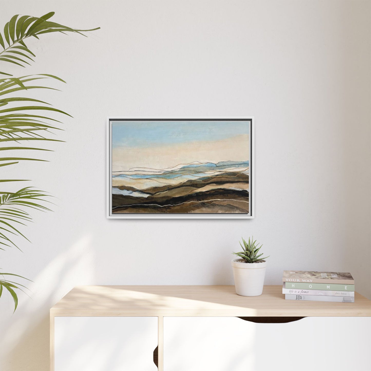 Framed Matte Canvas Print — Abstract Coastal Landscape Wall Art