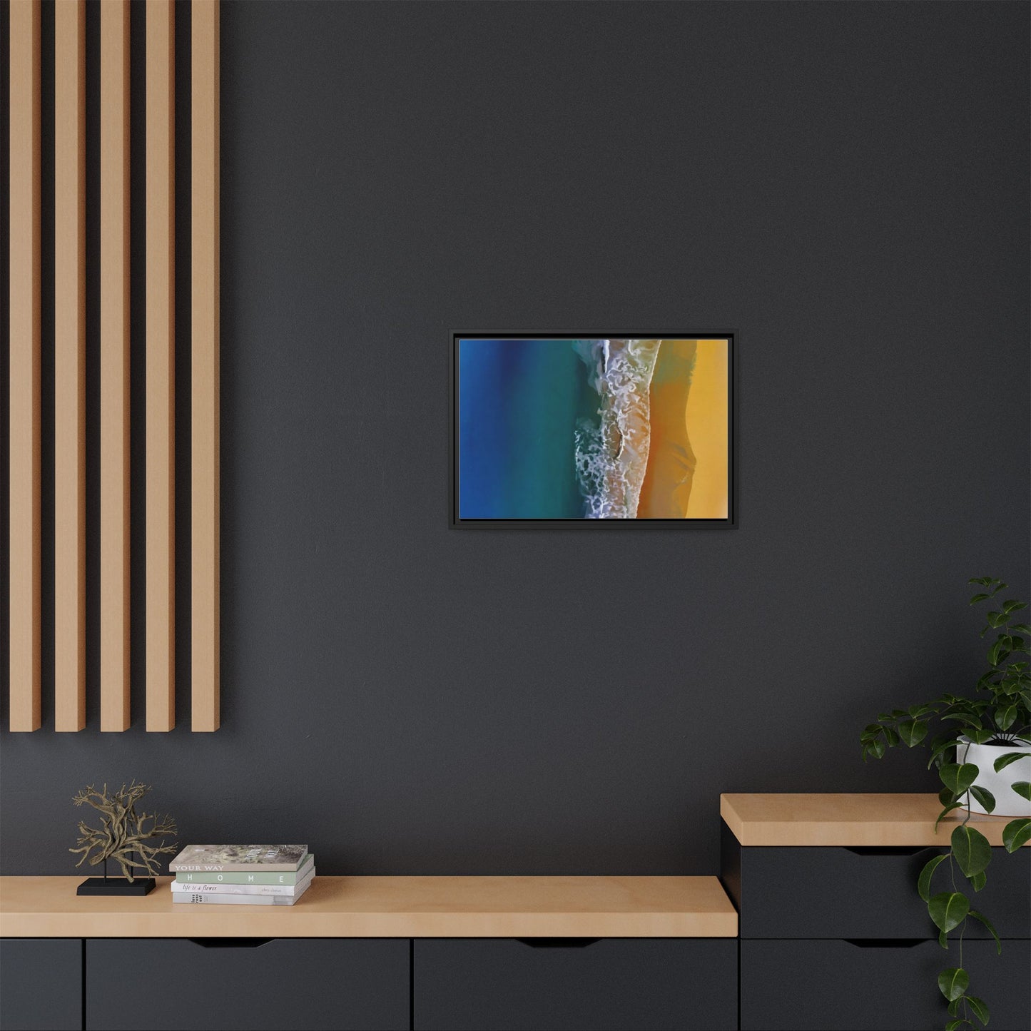 Framed Matte Canvas Seascape Print – Coastal Waves Wall Art