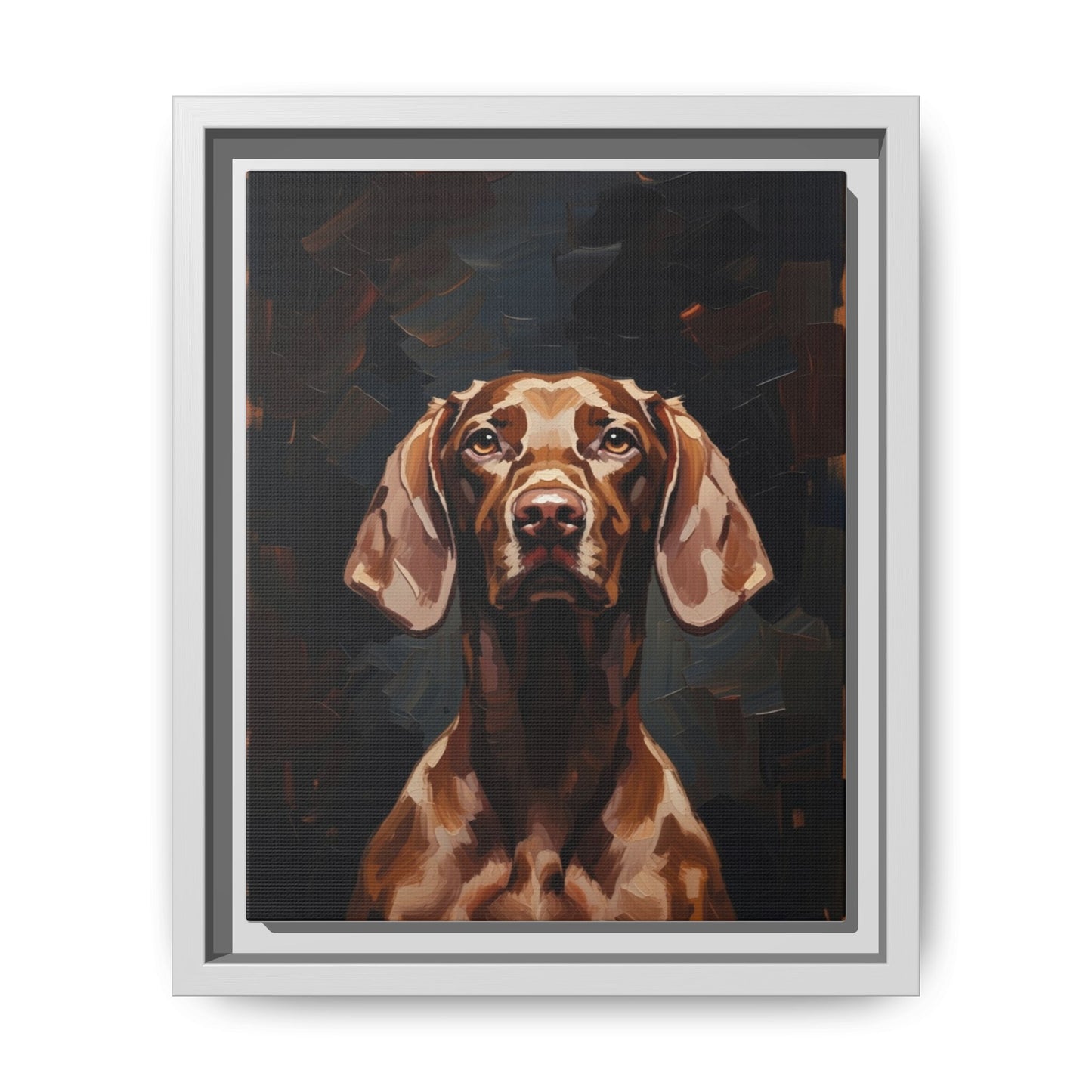 Framed Matte Canvas Dog Portrait – Brown Vizsla Wall Art