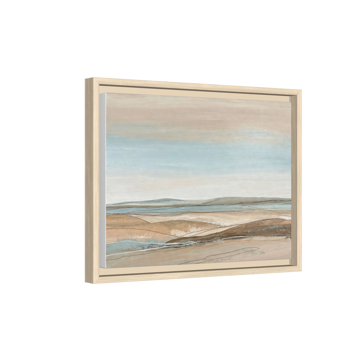 Framed Abstract Landscape Matte Canvas — Serene Coastal Horizon Wall Art