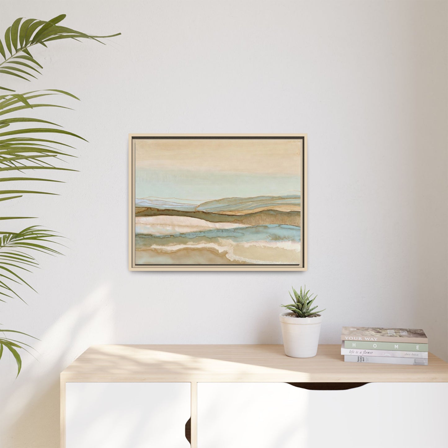 Framed Matte Canvas Coastal Abstract Landscape Wall Art