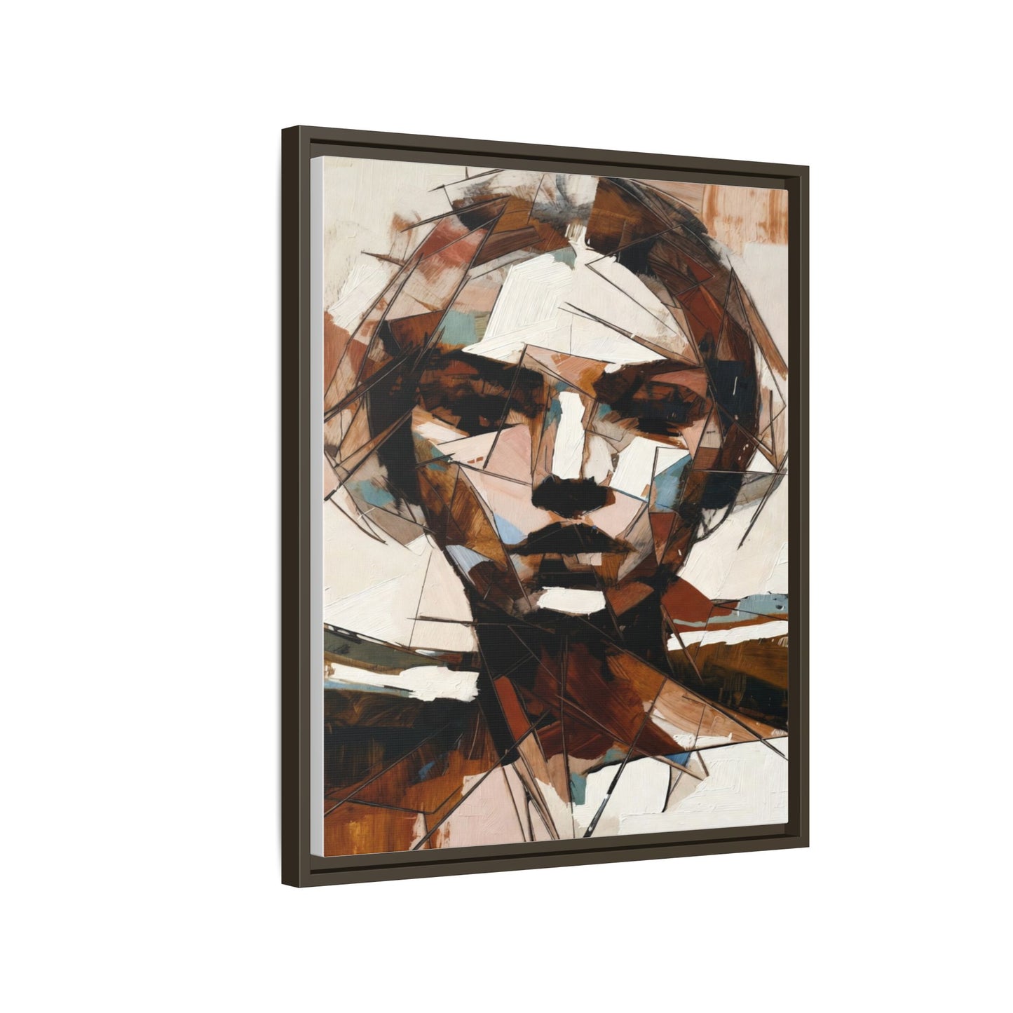 Abstract Woman Portrait Matte Canvas Framed — Geometric Multi-Color Wall Art