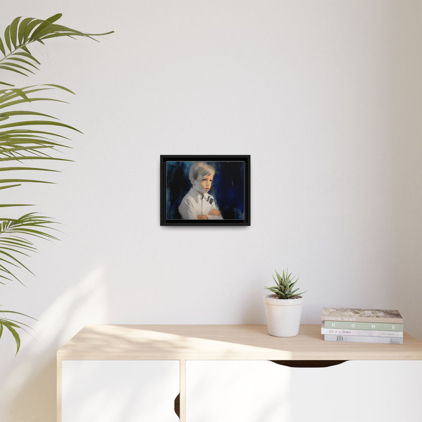 Painting of boy by Unknown Artist Framed Matte Canvas Wall Art Print