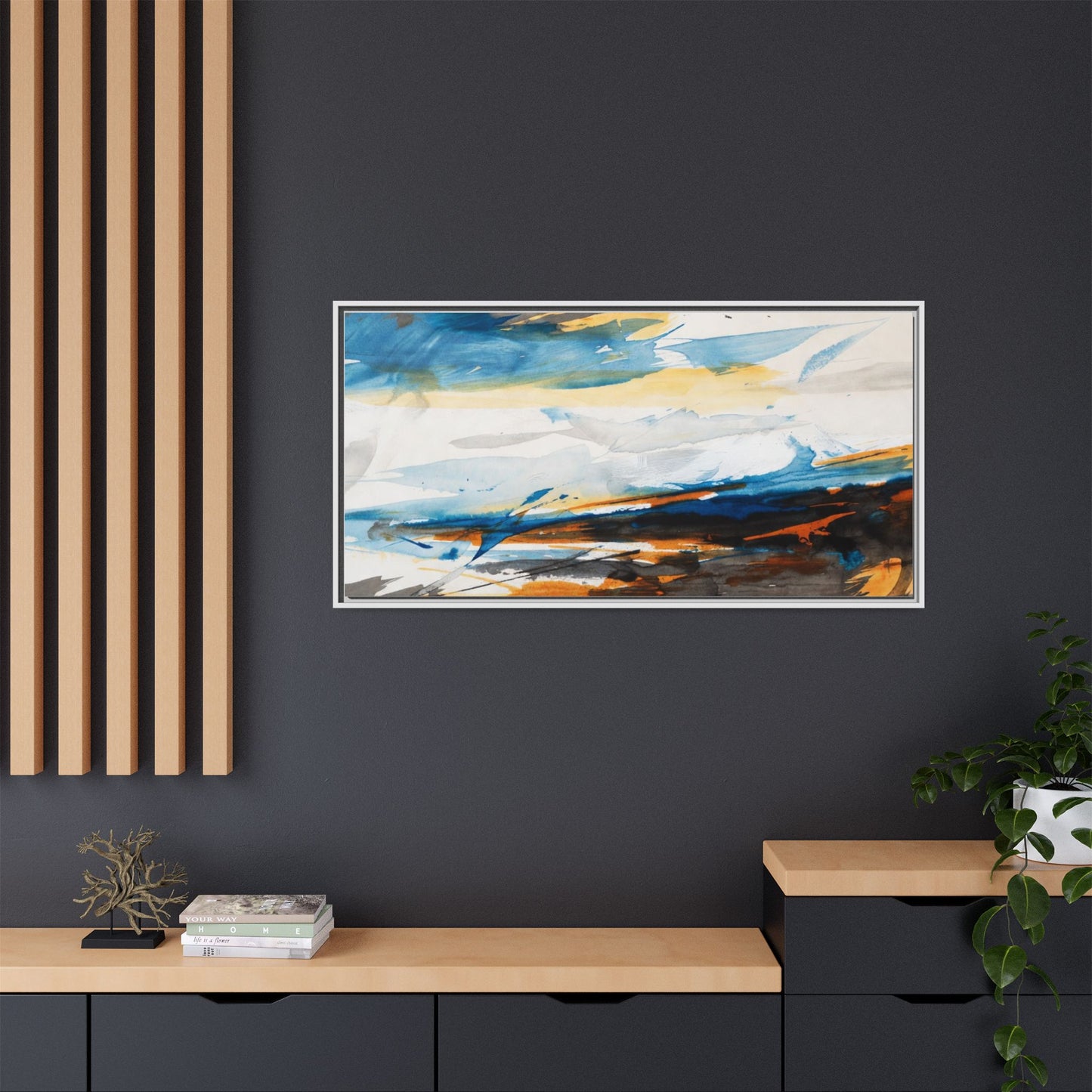 Abstract Coastal Waves Matte Canvas Framed Wall Art