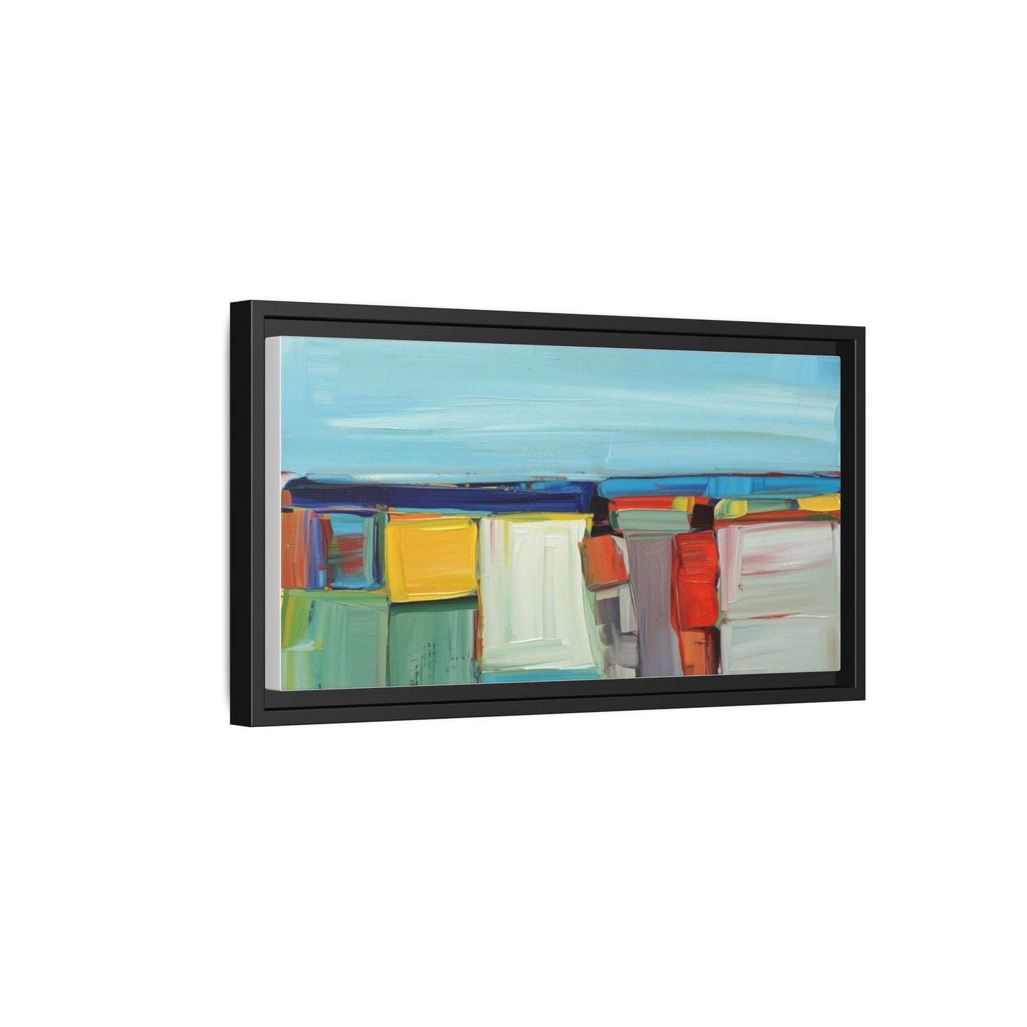 Abstract Coastal Blocks Matte Canvas Print (Framed)