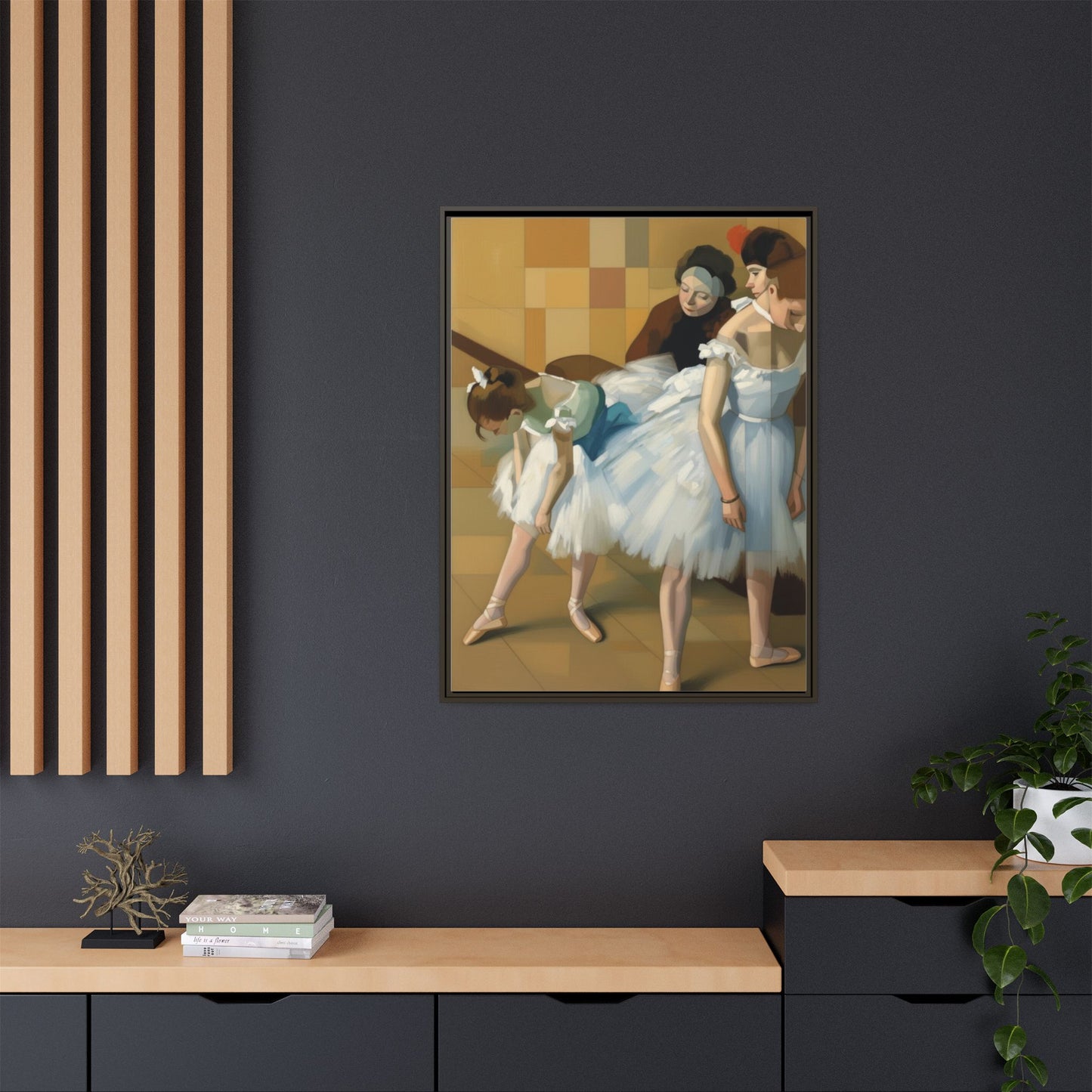 Ballet Dancers Matte Framed Canvas – Impressionist Dance Wall Art