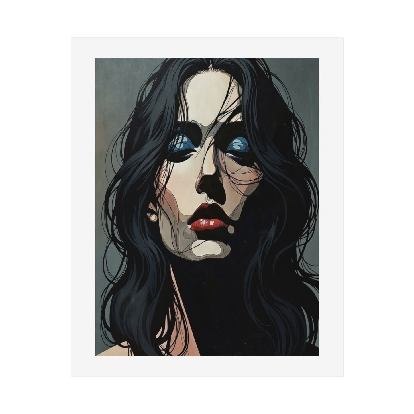 Rolled Poster — Moody Portrait Art Print (Dark Femme, Blue Eyeshadow)