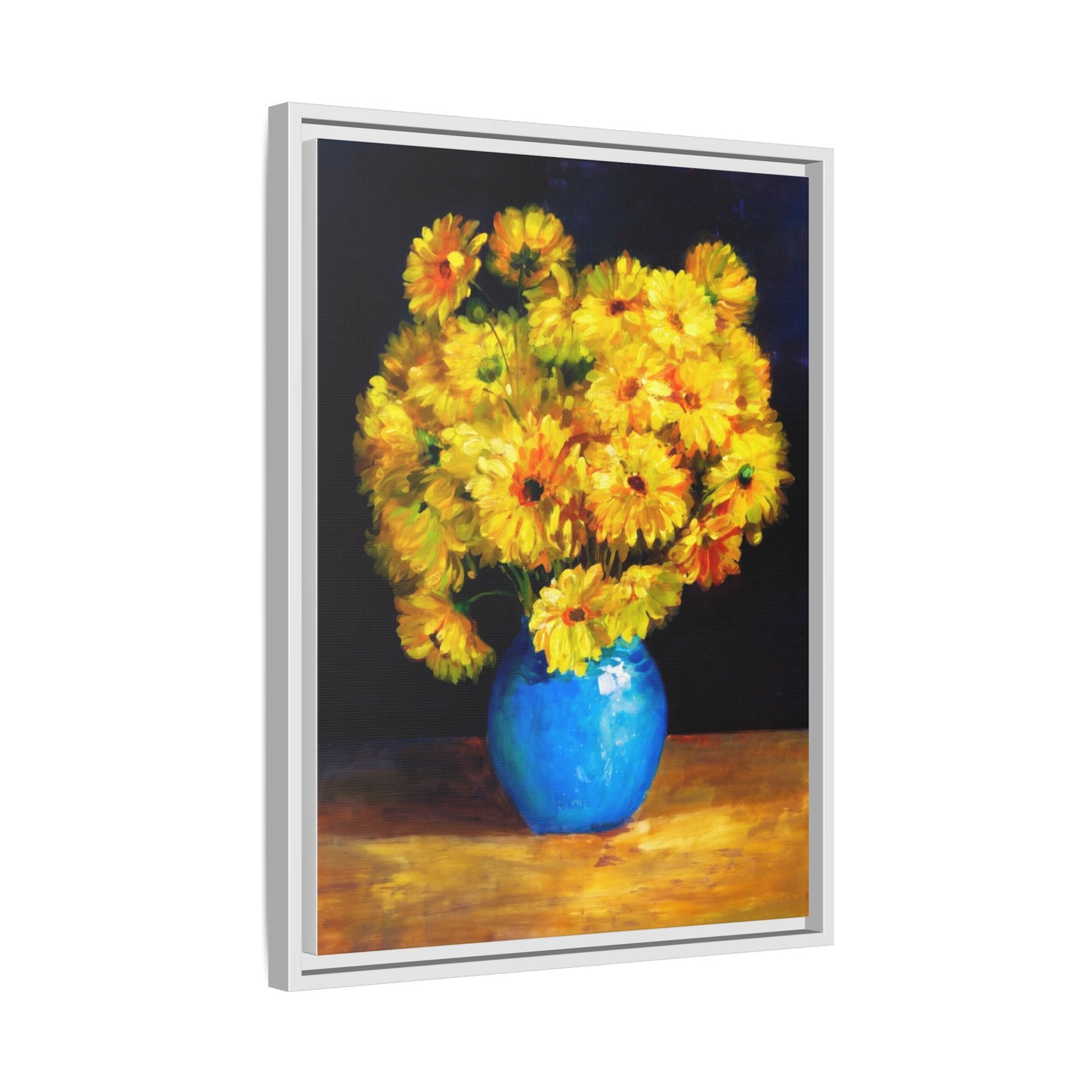 Yellow Daisy Bouquet Matte Canvas Framed Wall Art