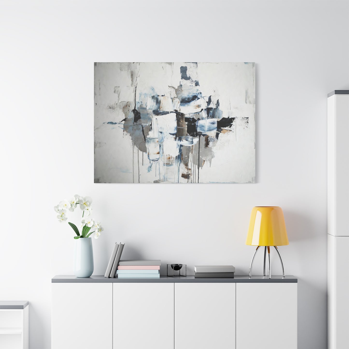 Abstract Blue & Gray Canvas Wall Art — Stretched Matte Canvas