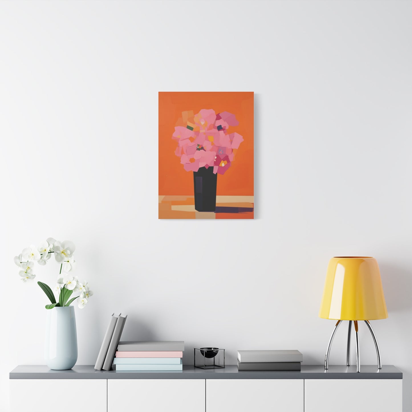 Modern Pink Flowers Canvas Print — Abstract Floral Wall Art