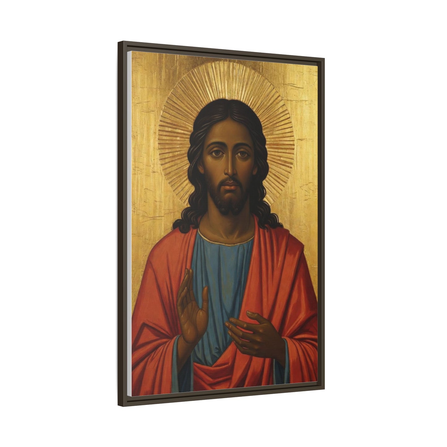 Framed Orthodox Christ Icon Matte Canvas — Religious Wall Art for Home, Church, or Prayer Corner