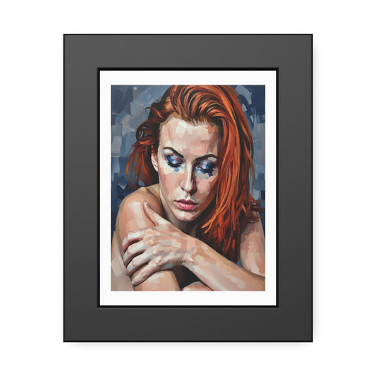 Framed Poster - Moody Redhead Portrait Art Print (Framed)