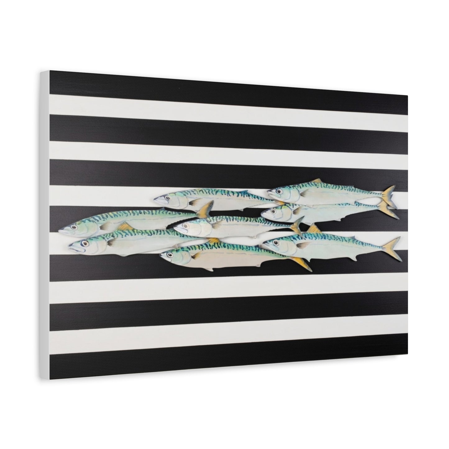 Striped Mackerel School Matte Canvas Print
