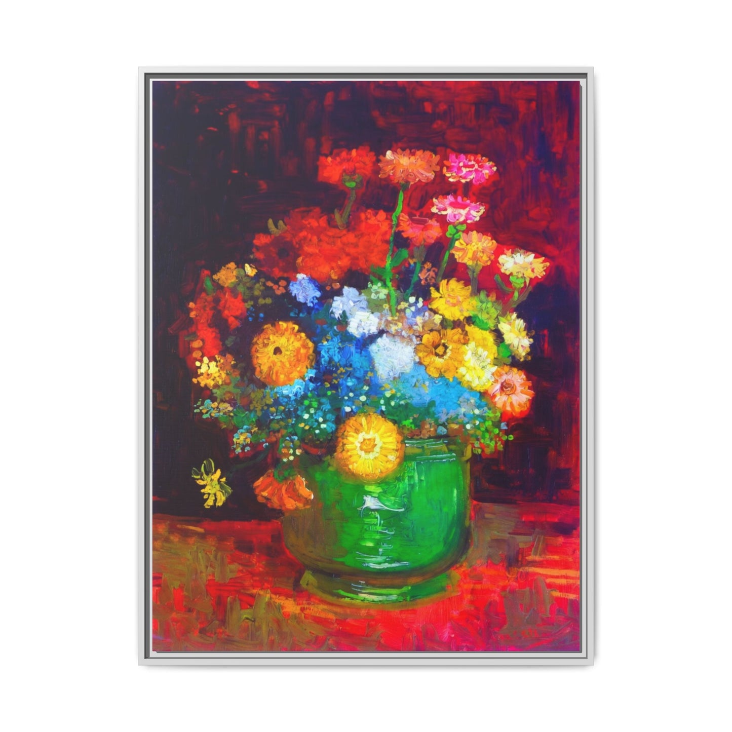 Framed Floral Canvas Print — Colorful Bouquet Wall Art