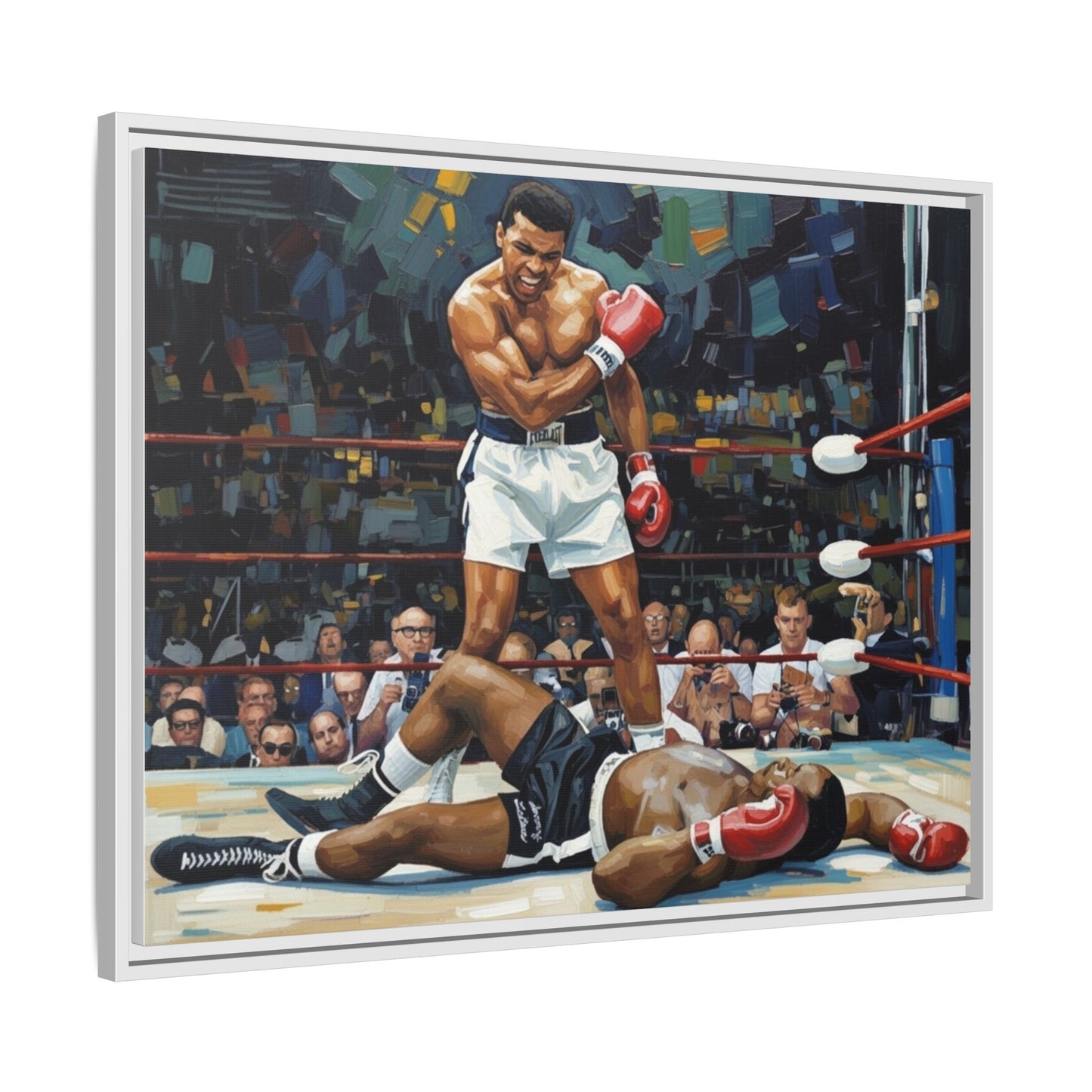 Framed Boxing Ring Canvas Print — Muhammad Ali Iconic Knockout Sport Art