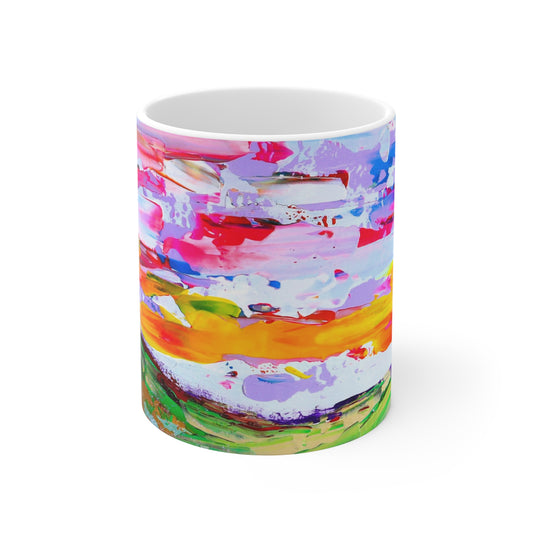 Abstract Color Splash Mug — Vibrant Hand-Painted Landscape Coffee Cup