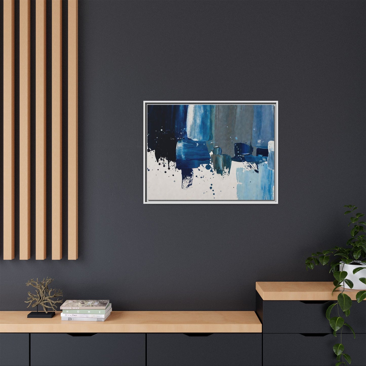 Abstract Blue Ocean Matte Canvas Framed Wall Art