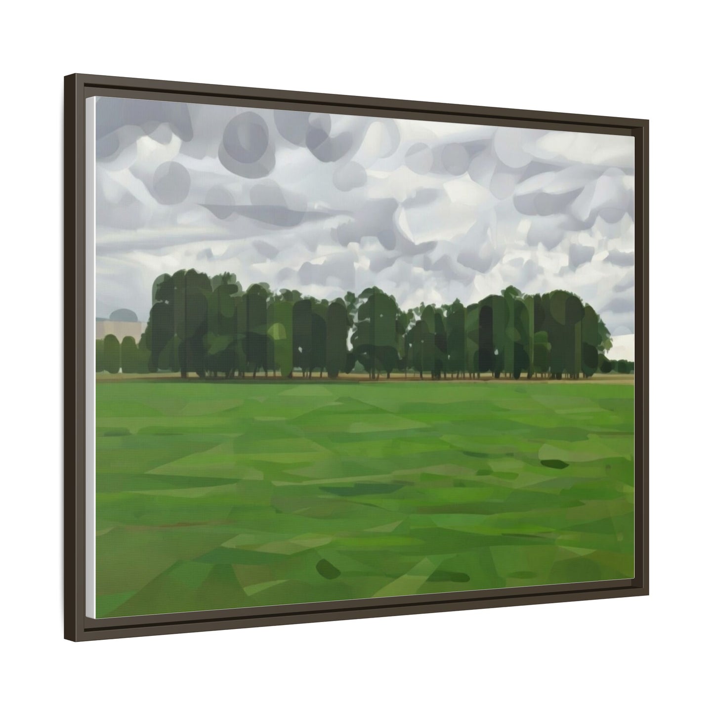 Framed Matte Canvas Print — Minimalist Green Landscape Art