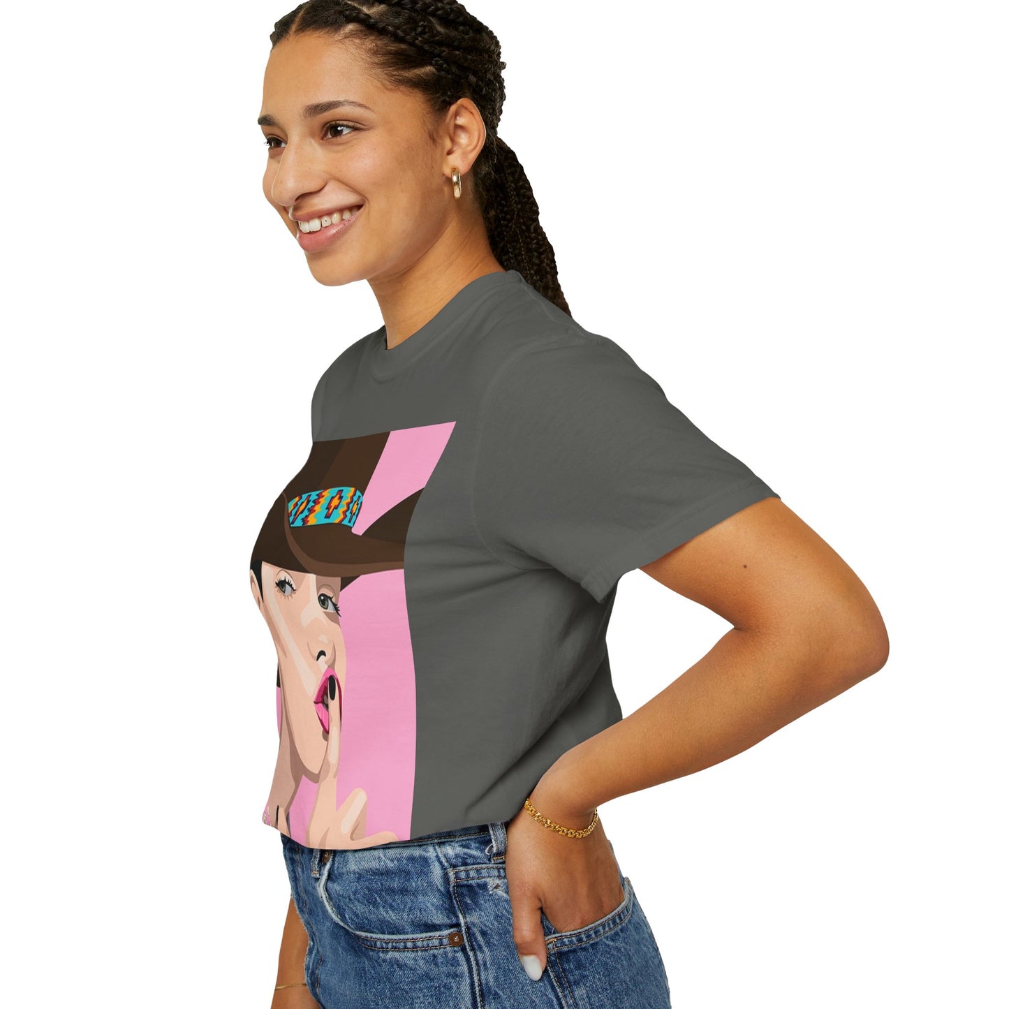 Cowgirl Pop Art T-Shirt — Pink 'Shh' Graphic Tee