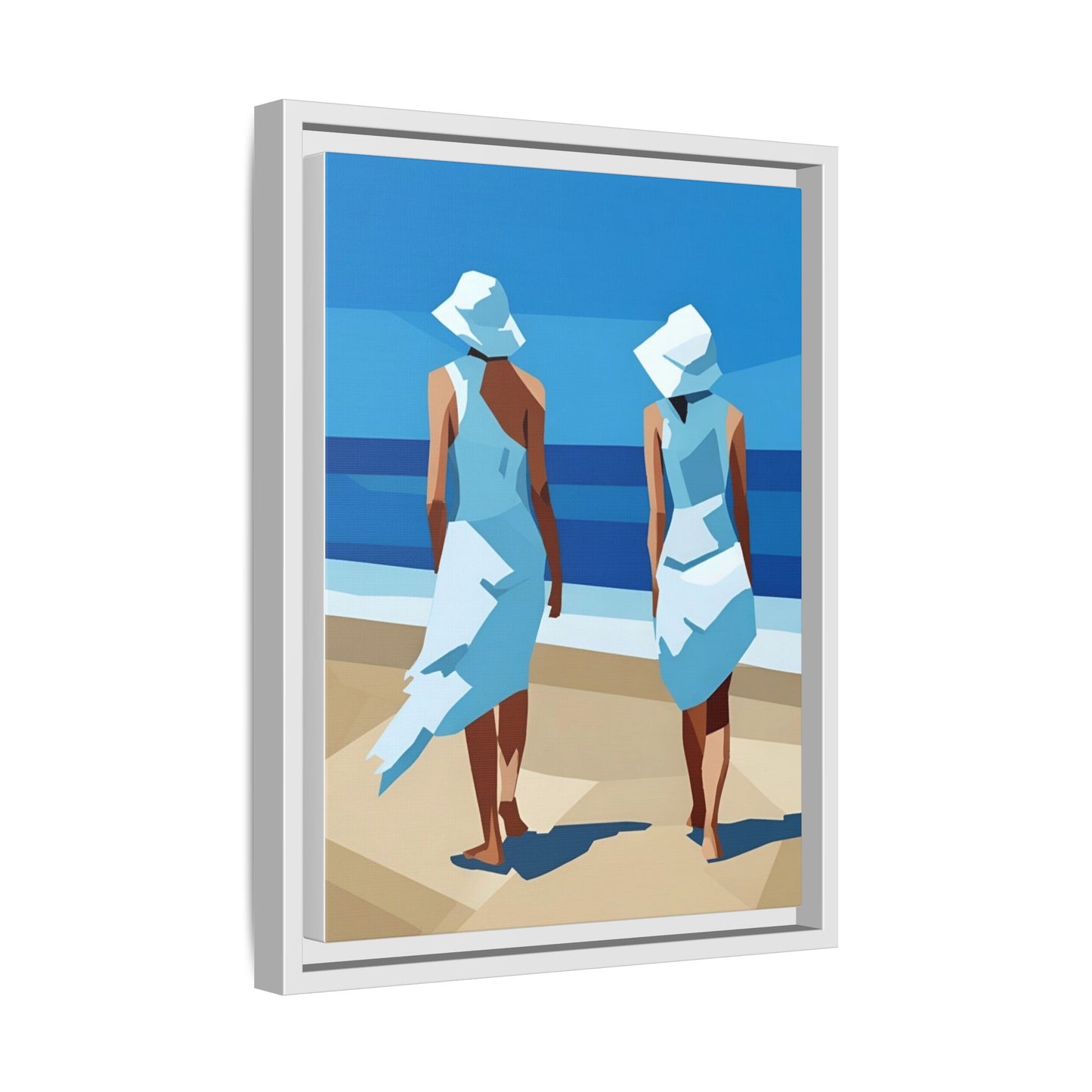 Seaside Stroll Matte Canvas Framed Print — Coastal Beach Art