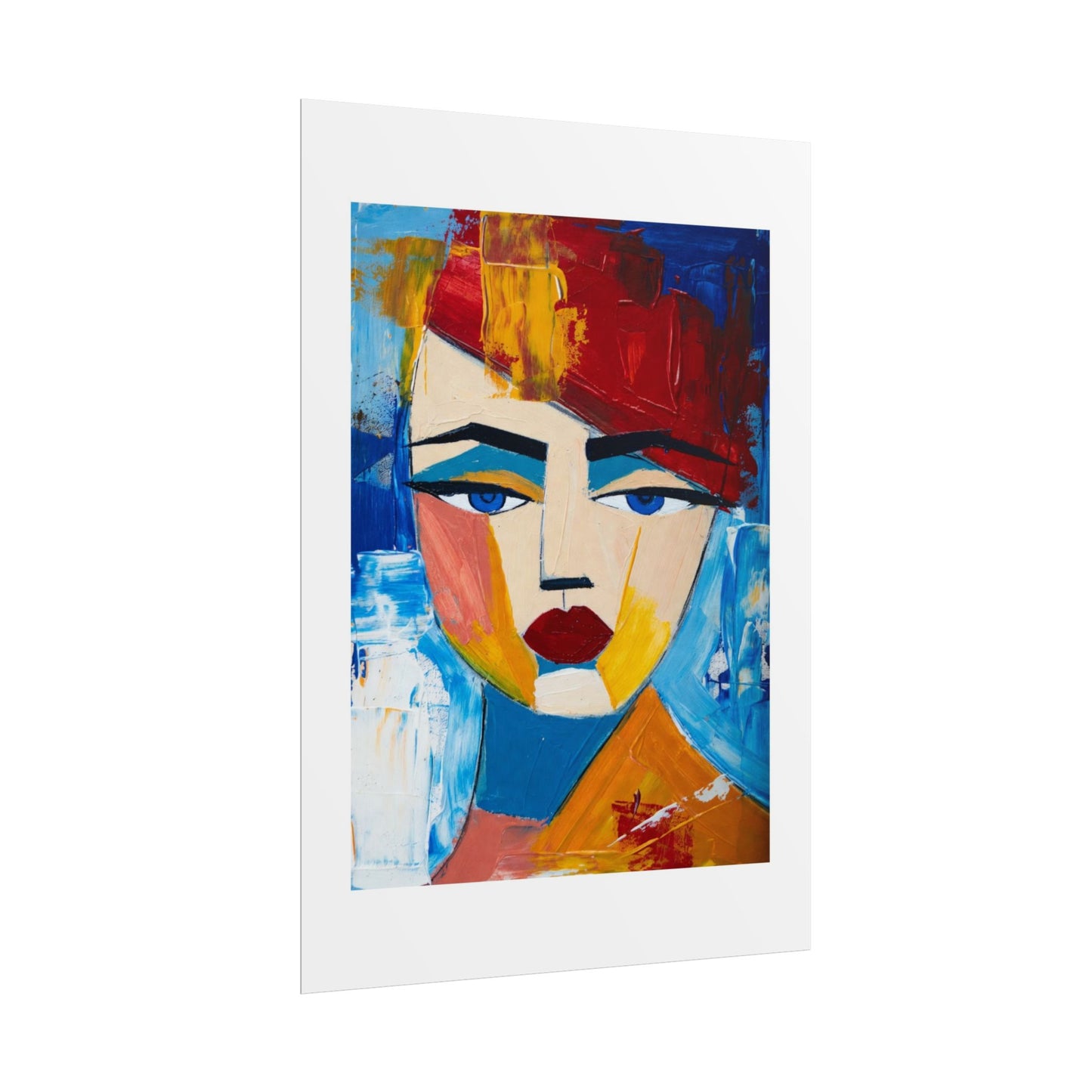 Abstract Colorful Face Poster - Modern Expressionist Rolled Art Print