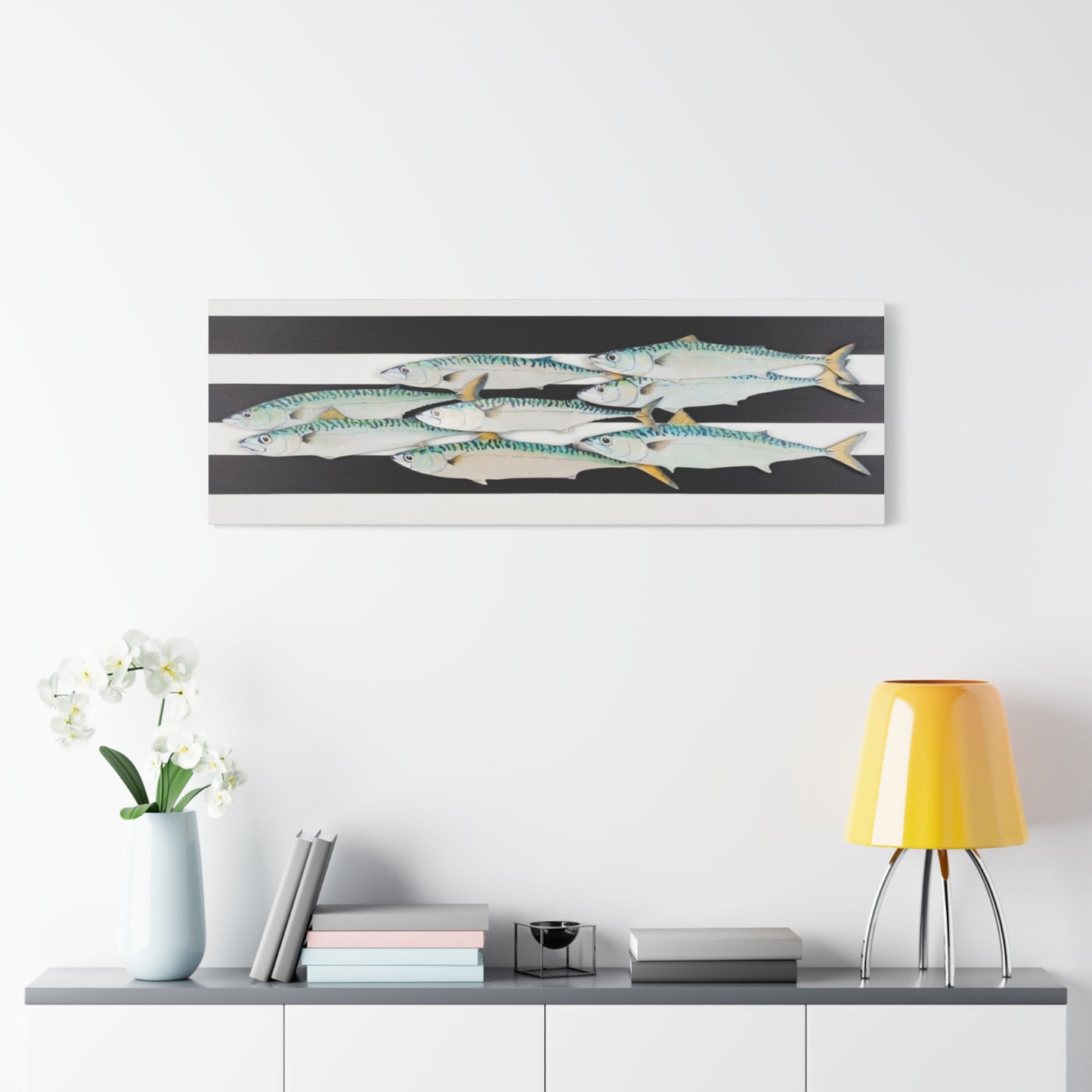Striped Mackerel School Matte Canvas Print