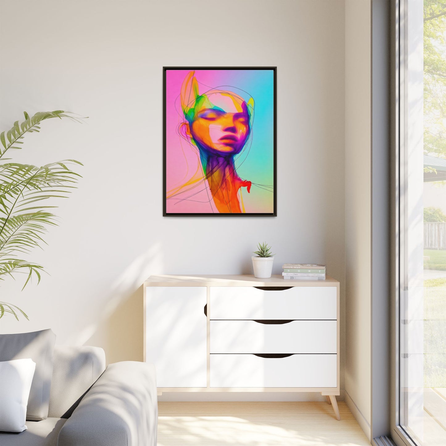Framed Matte Canvas Art — Vibrant Abstract Portrait Wall Print