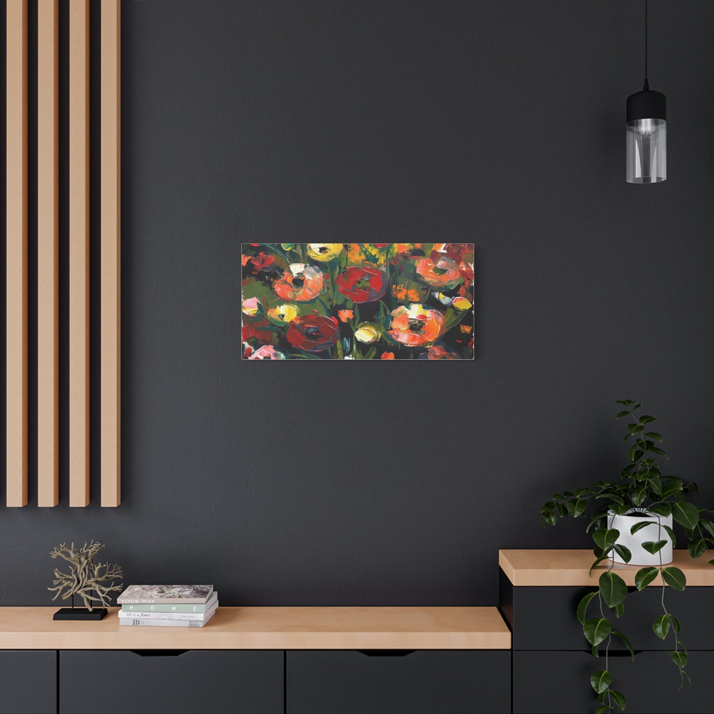 Bold Floral Abstract Canvas Print — Colorful Poppy Wall Art, Matte Stretched 1.25"