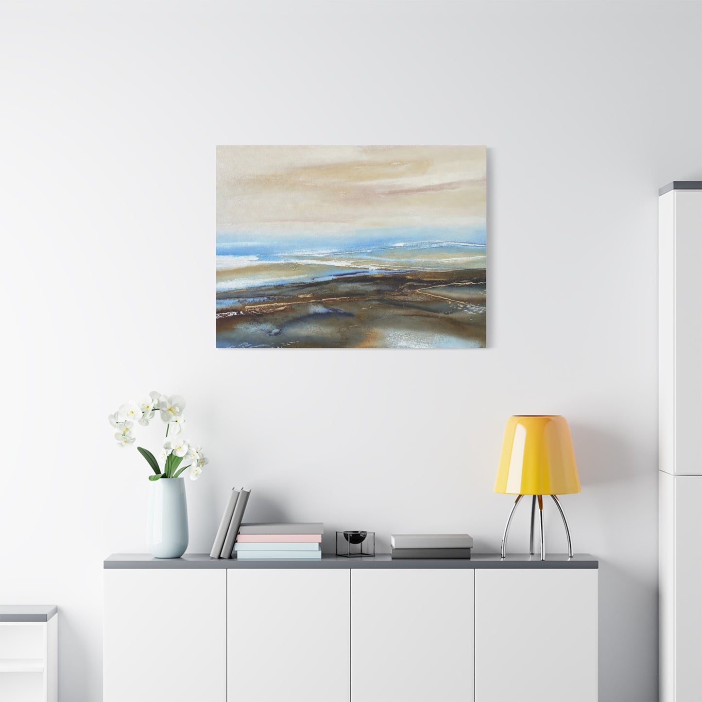 Coastal Abstract Matte Canvas Wall Art — Serene Ocean Horizon Stretch