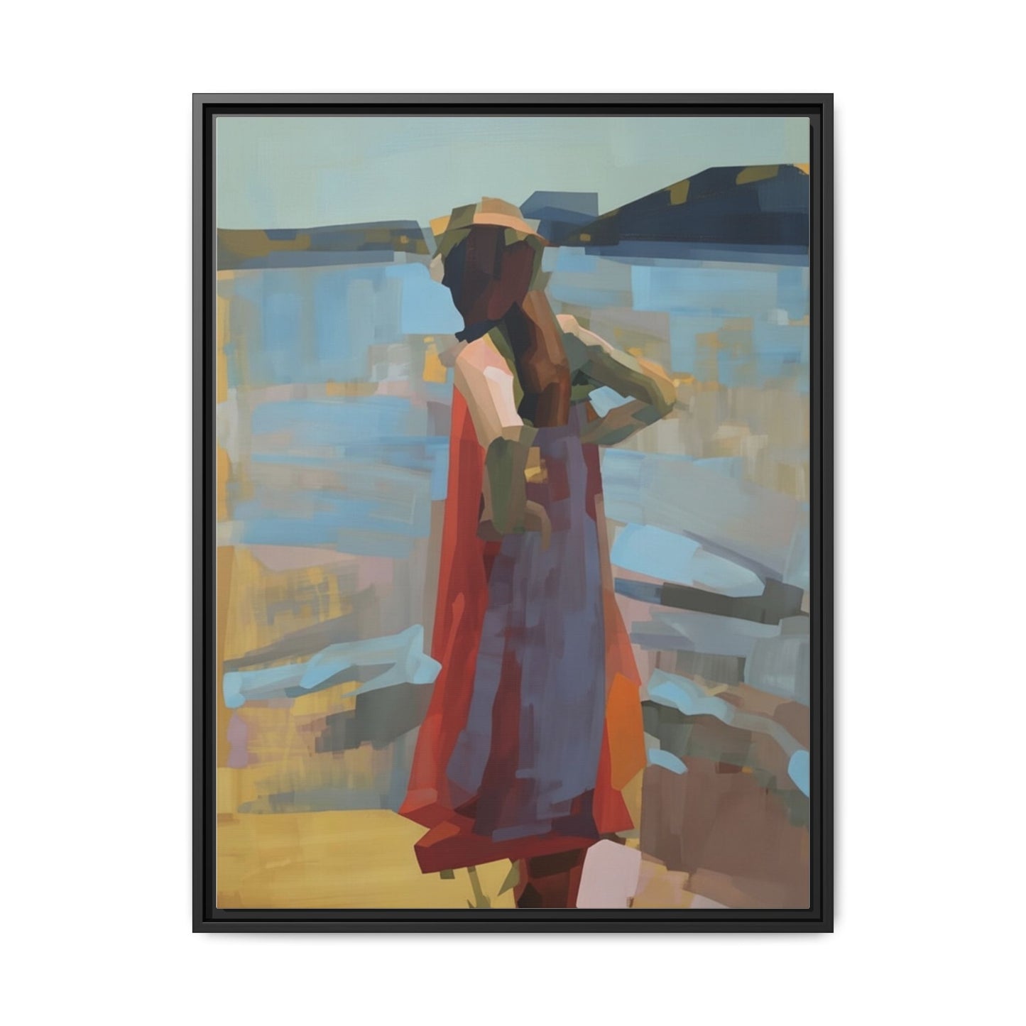 Framed Matte Canvas Print — Coastal Woman Abstract Art