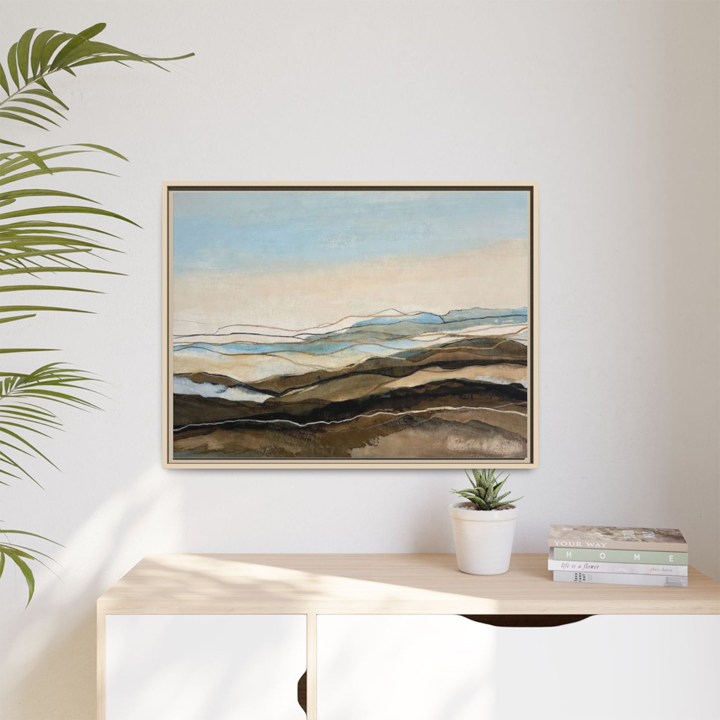 Framed Matte Canvas Print — Abstract Coastal Landscape Wall Art