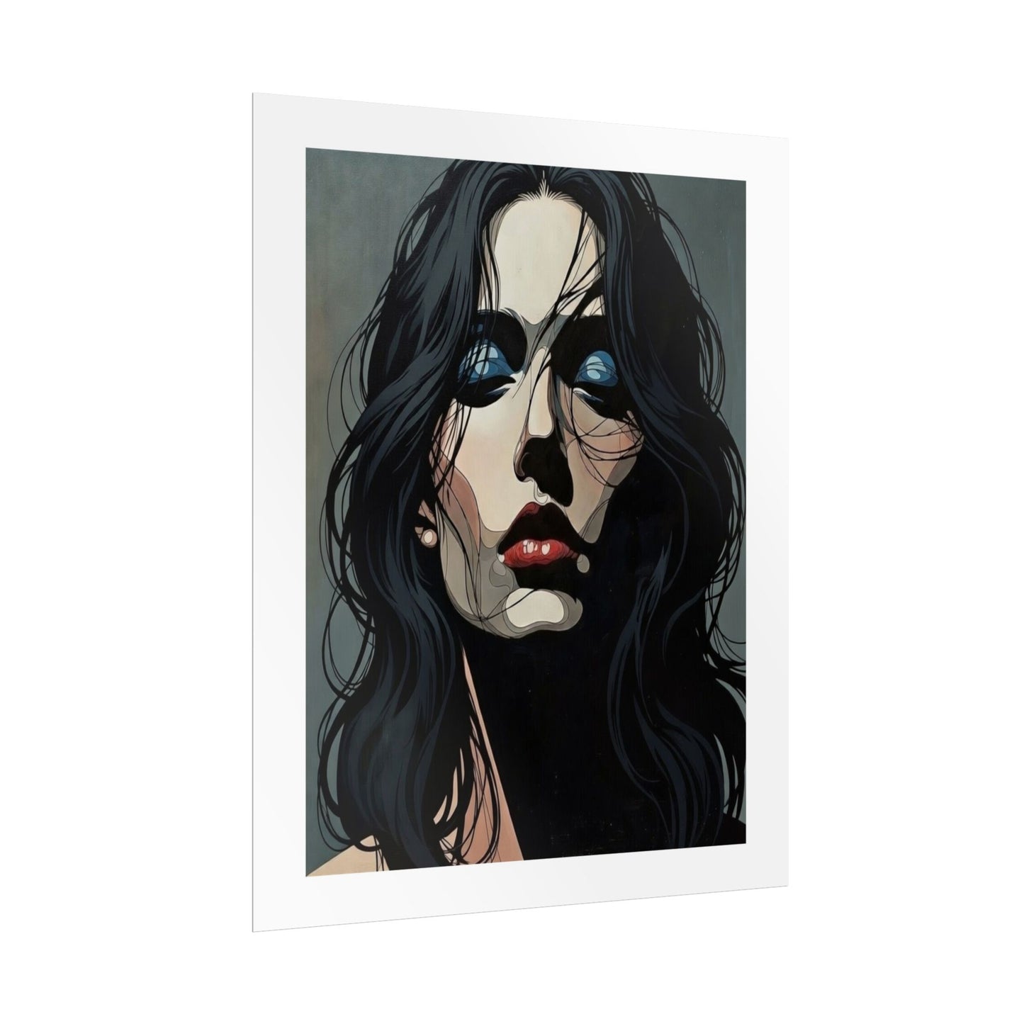 Rolled Poster — Moody Portrait Art Print (Dark Femme, Blue Eyeshadow)
