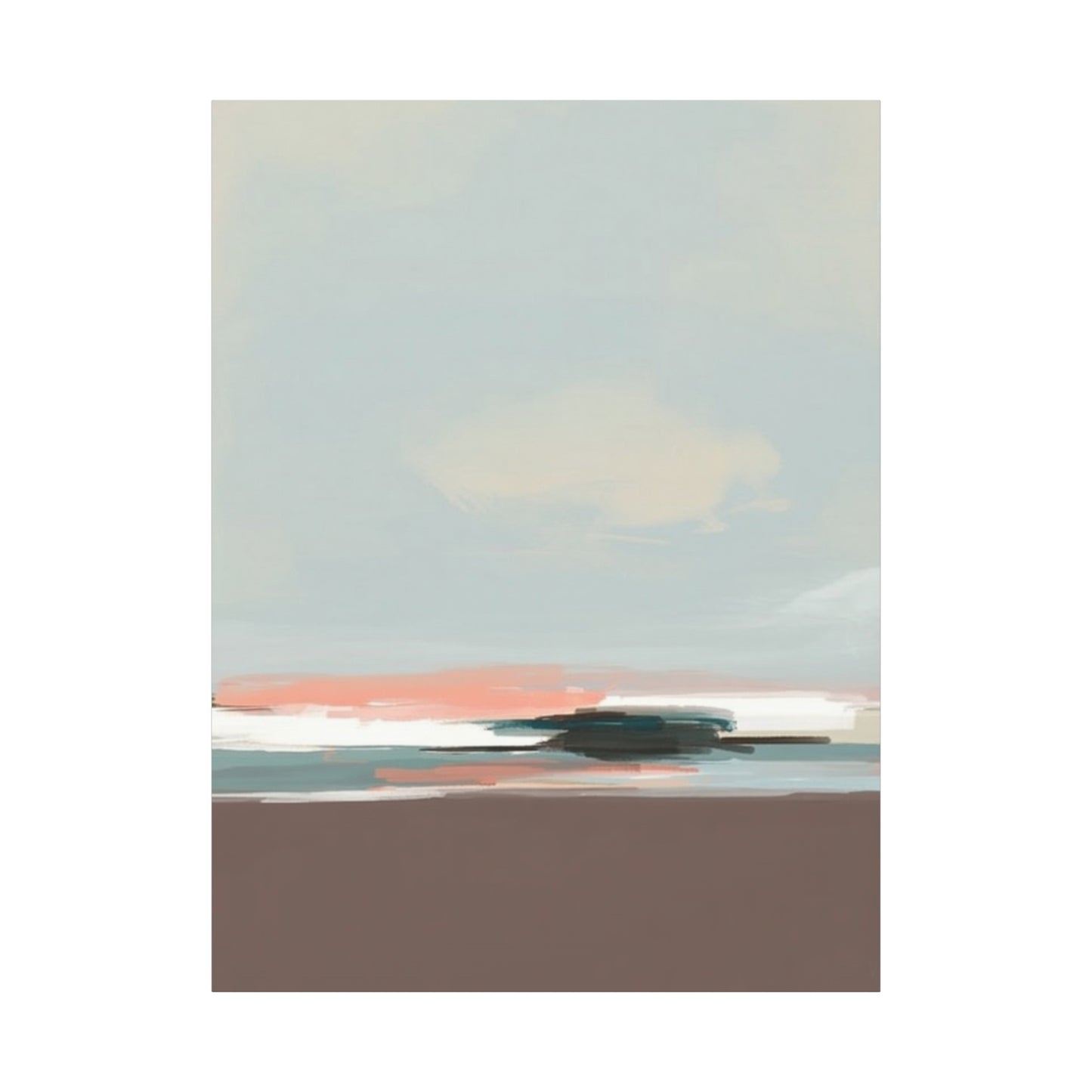 Coastal Abstract Canvas Art – Soft Pastel Seascape Matte Stretched Canvas