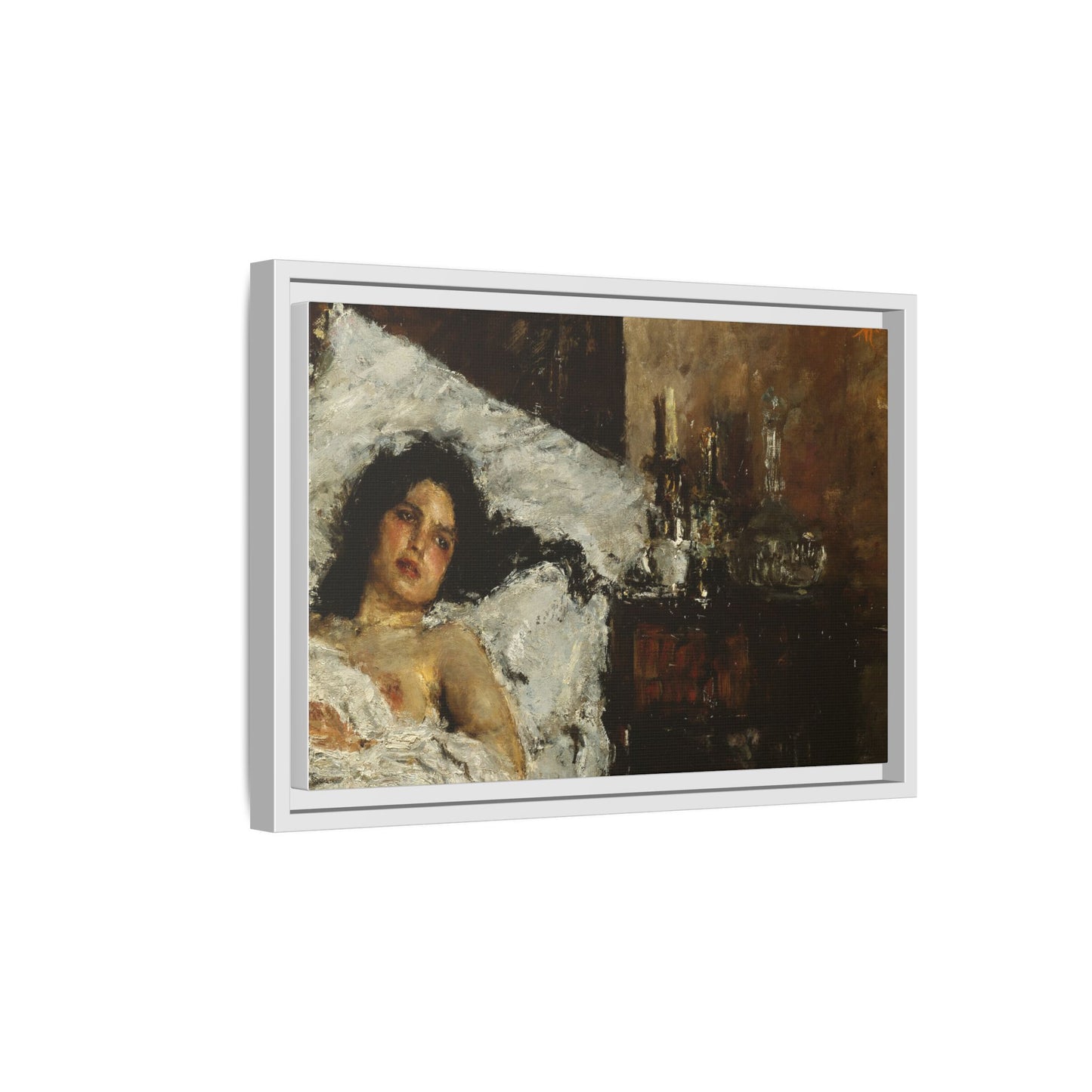 Resting by Antonio Mancini Framed Matte Canvas Wall Art Print