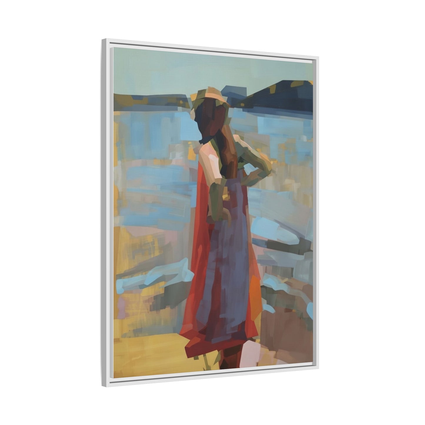 Framed Matte Canvas Print — Coastal Woman Abstract Art