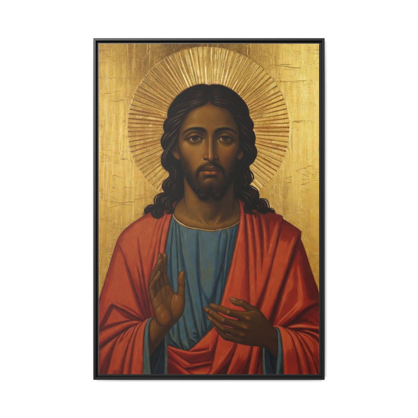 Framed Orthodox Christ Icon Matte Canvas — Religious Wall Art for Home, Church, or Prayer Corner