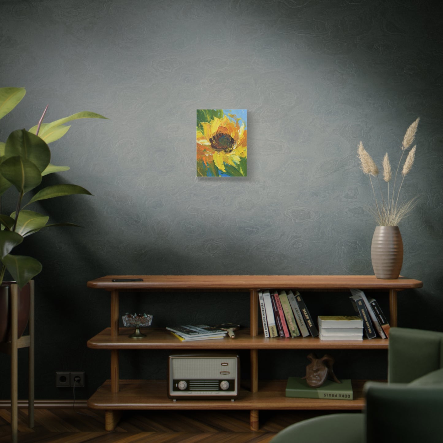Sunflower Abstract Matte Canvas Wall Art — Bright Floral Painting on Stretched Canvas