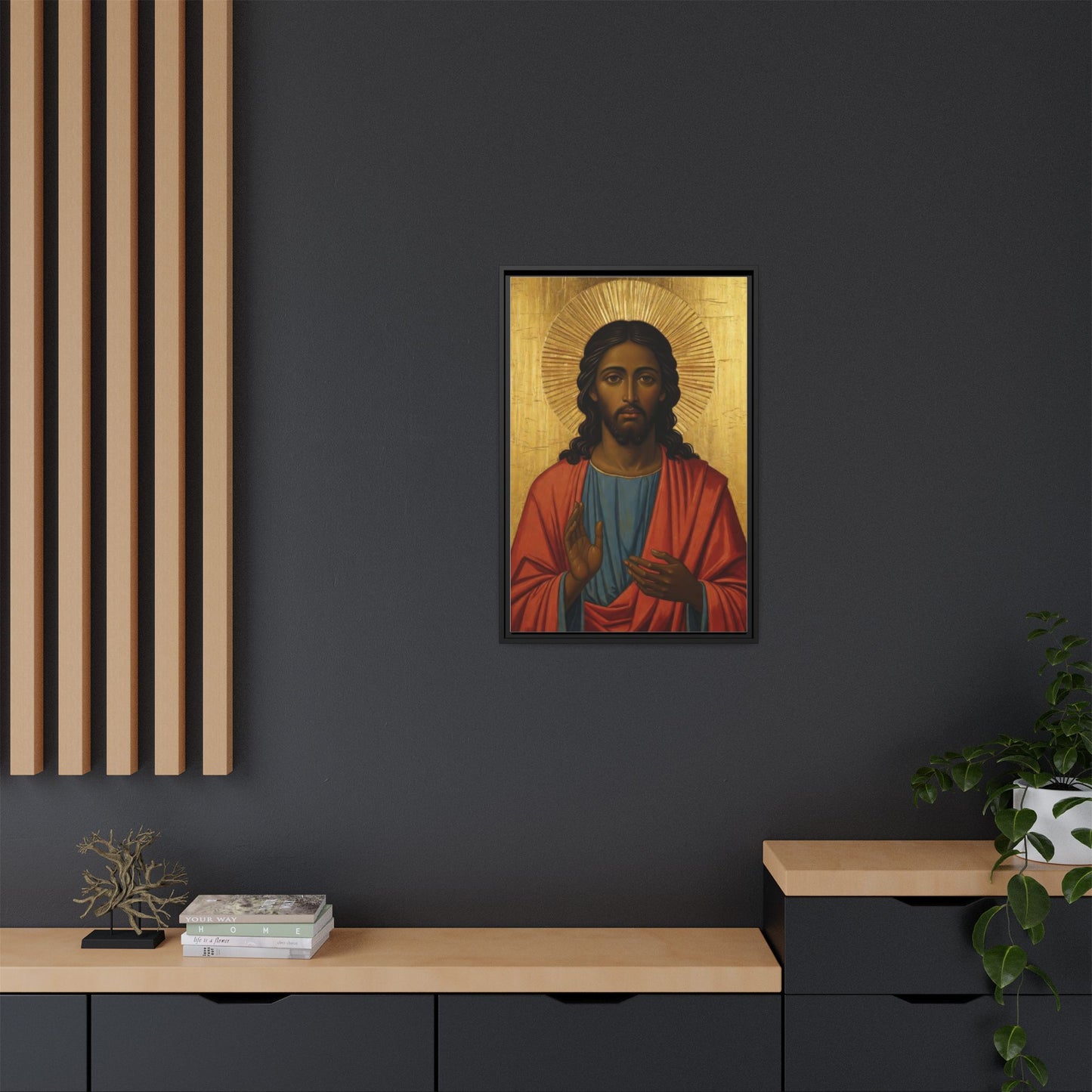 Framed Orthodox Christ Icon Matte Canvas — Religious Wall Art for Home, Church, or Prayer Corner