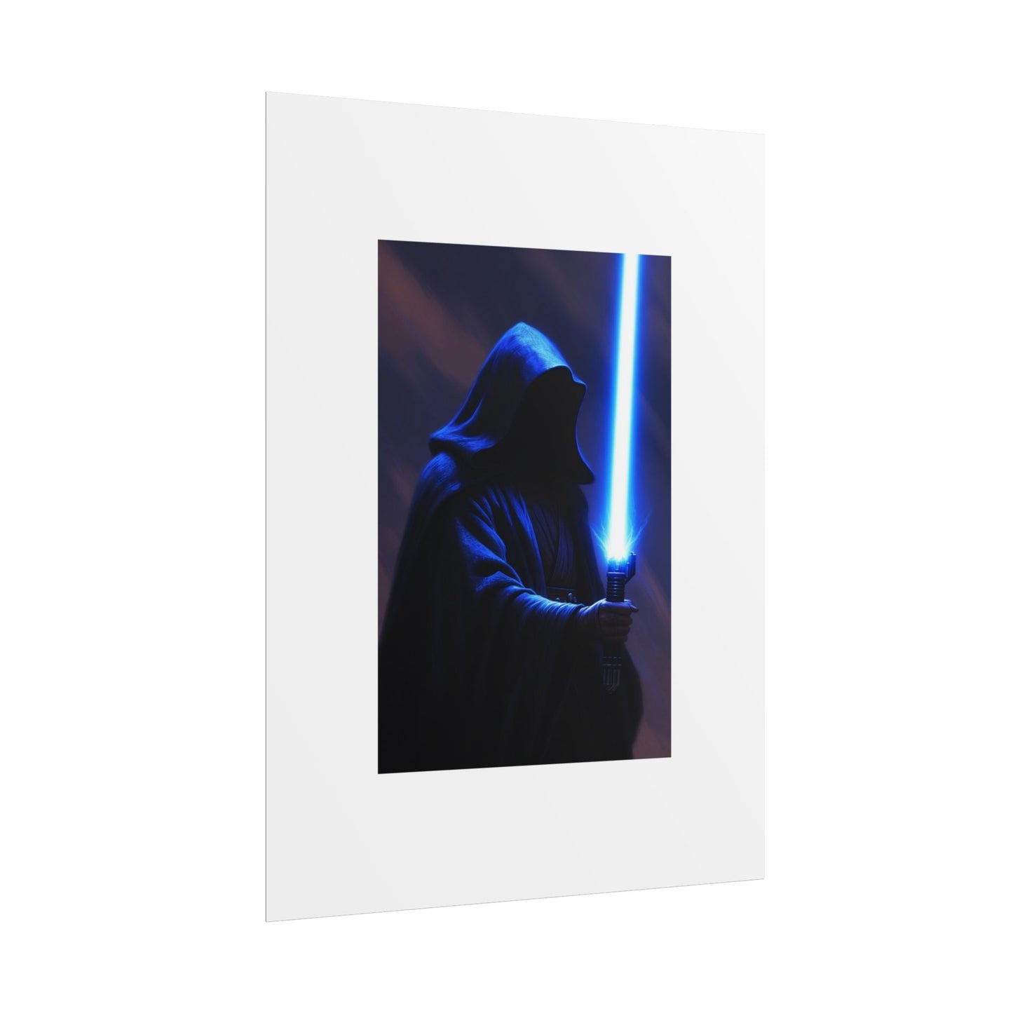 Sci‑Fi Lightsaber Poster — Hooded Jedi Warrior Wall Art (Rolled Poster)