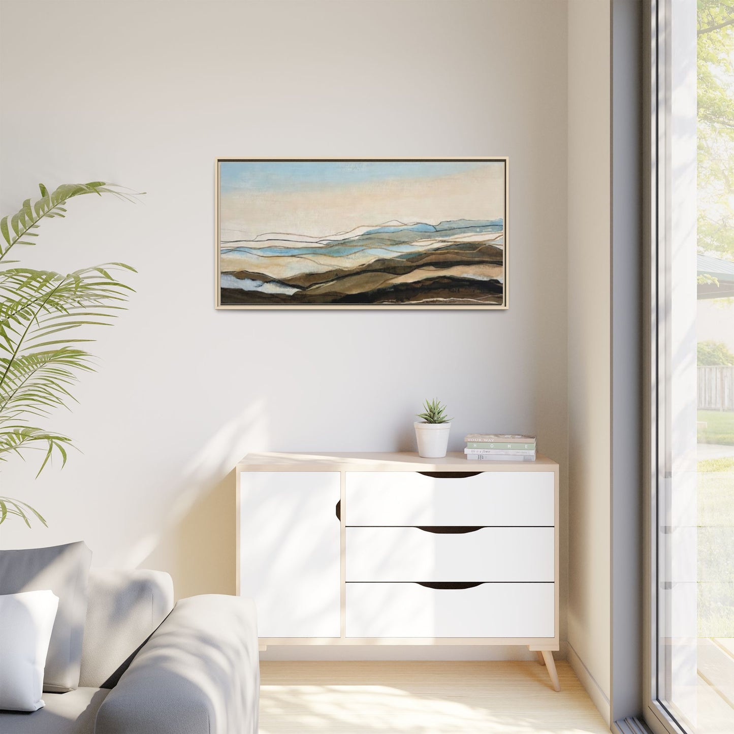 Framed Matte Canvas Print — Abstract Coastal Landscape Wall Art