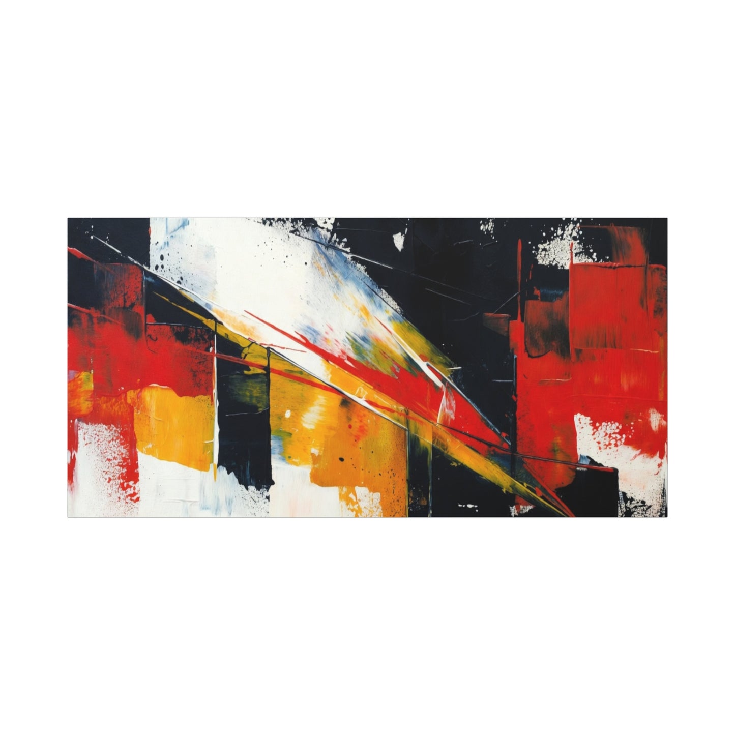 Abstract Geometric Canvas Art — Bold Red & Black Modern Wall Painting