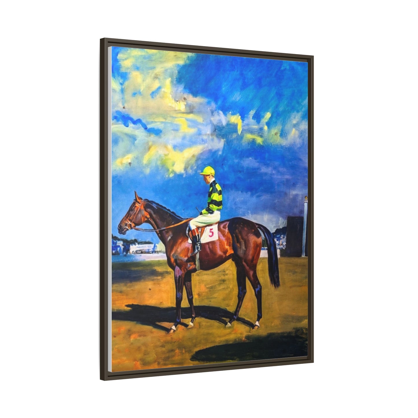 Framed Matte Canvas — Jockey on Racehorse Vintage Equestrian Wall Art