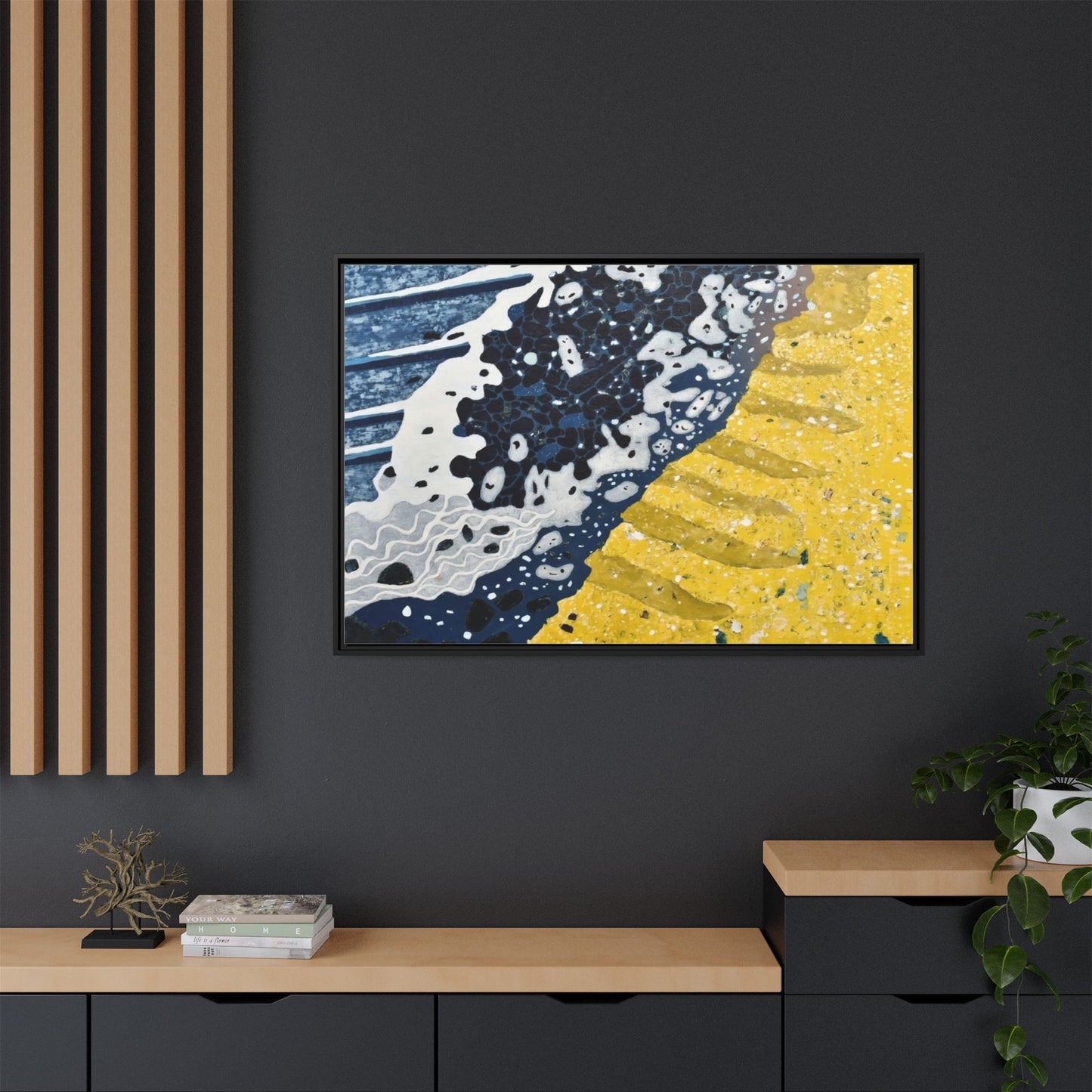 Framed Abstract Ocean & Sand Matte Canvas Print