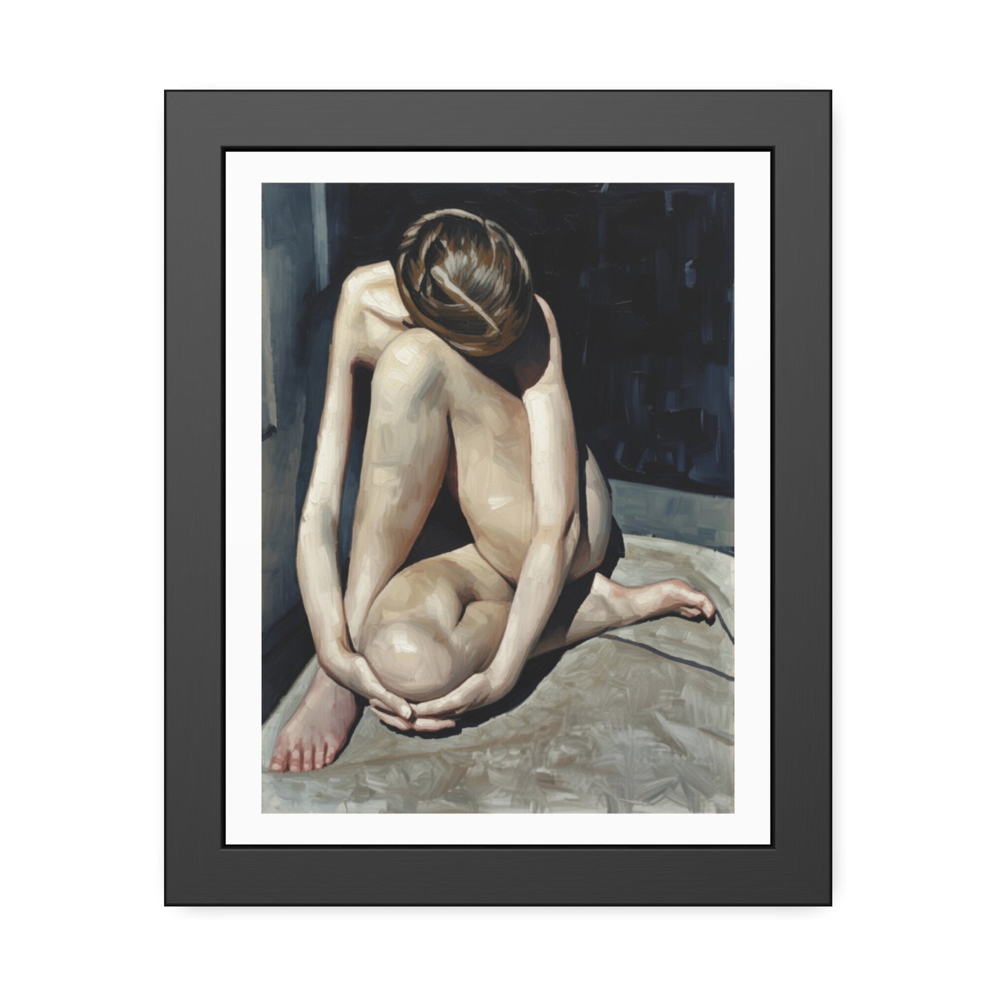 Framed Poster Contemplative Nude Figurative Art Print