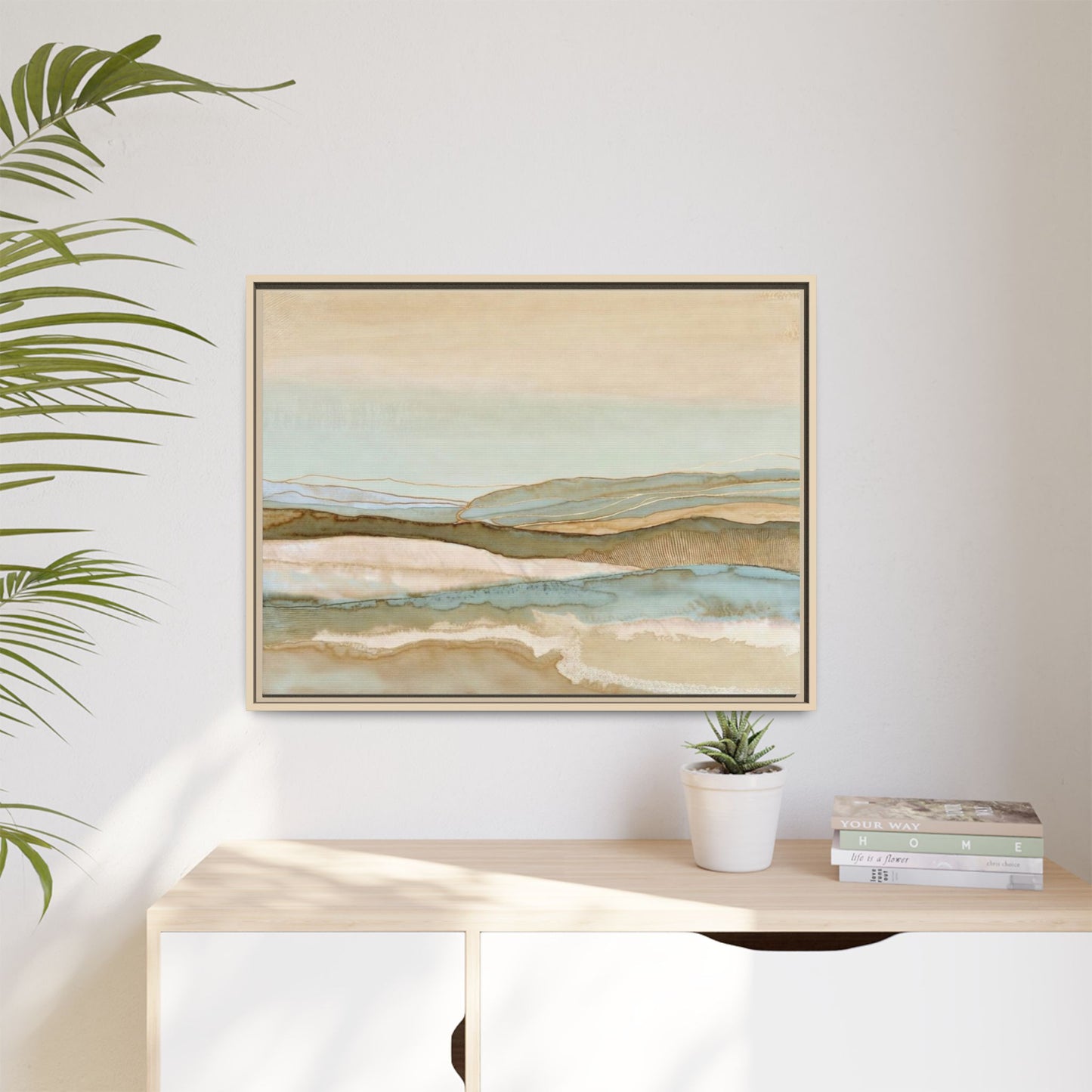 Framed Matte Canvas Coastal Abstract Landscape Wall Art