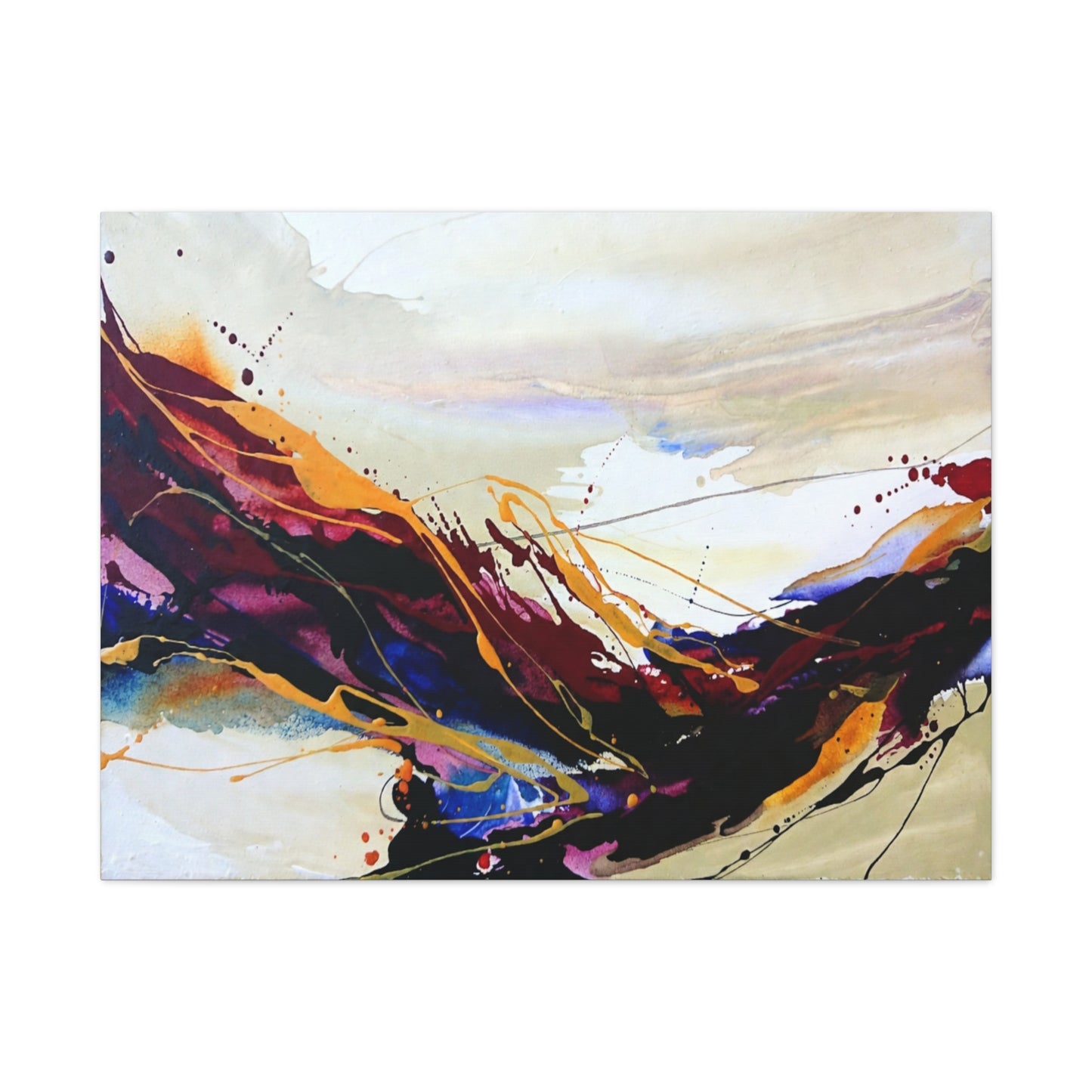 Abstract Color Flow Matte Stretched Canvas – Vibrant Modern Wall Art
